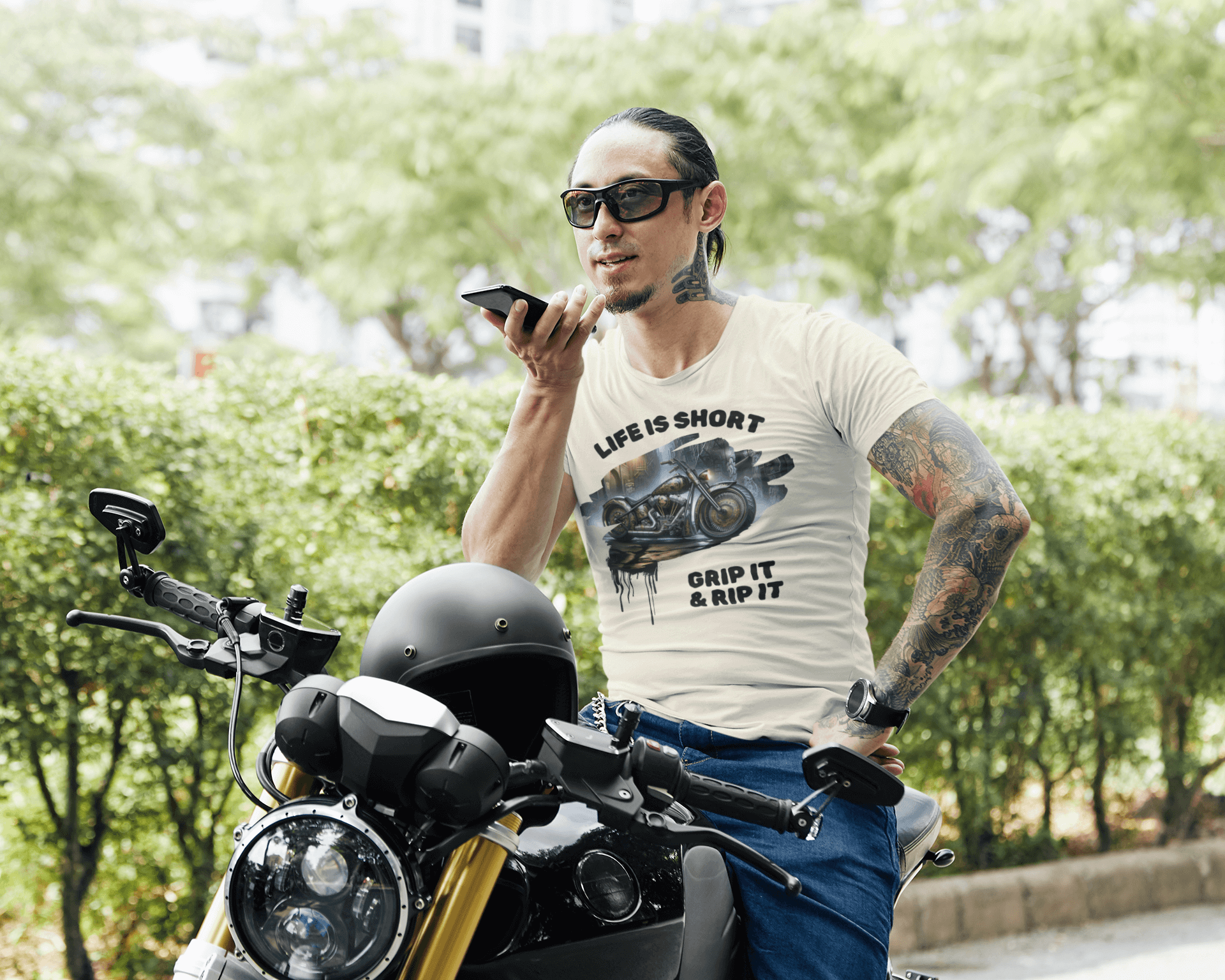 Biker T-shirt | Thrill-Seeker's Choice: "Grip It & Rip It" | Unleash Your Road Spirit, Brand63