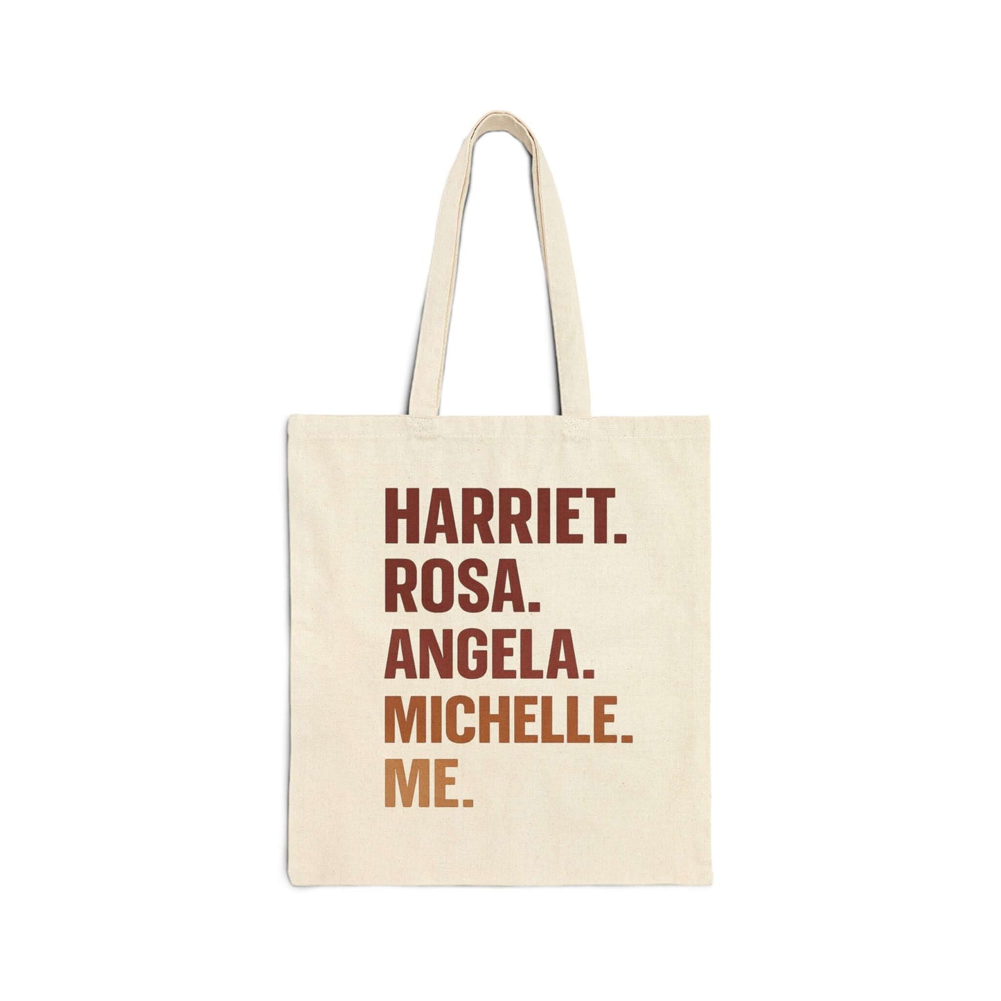 Black History Women’s Empowerment Cotton Canvas Tote Bag featuring iconic names.