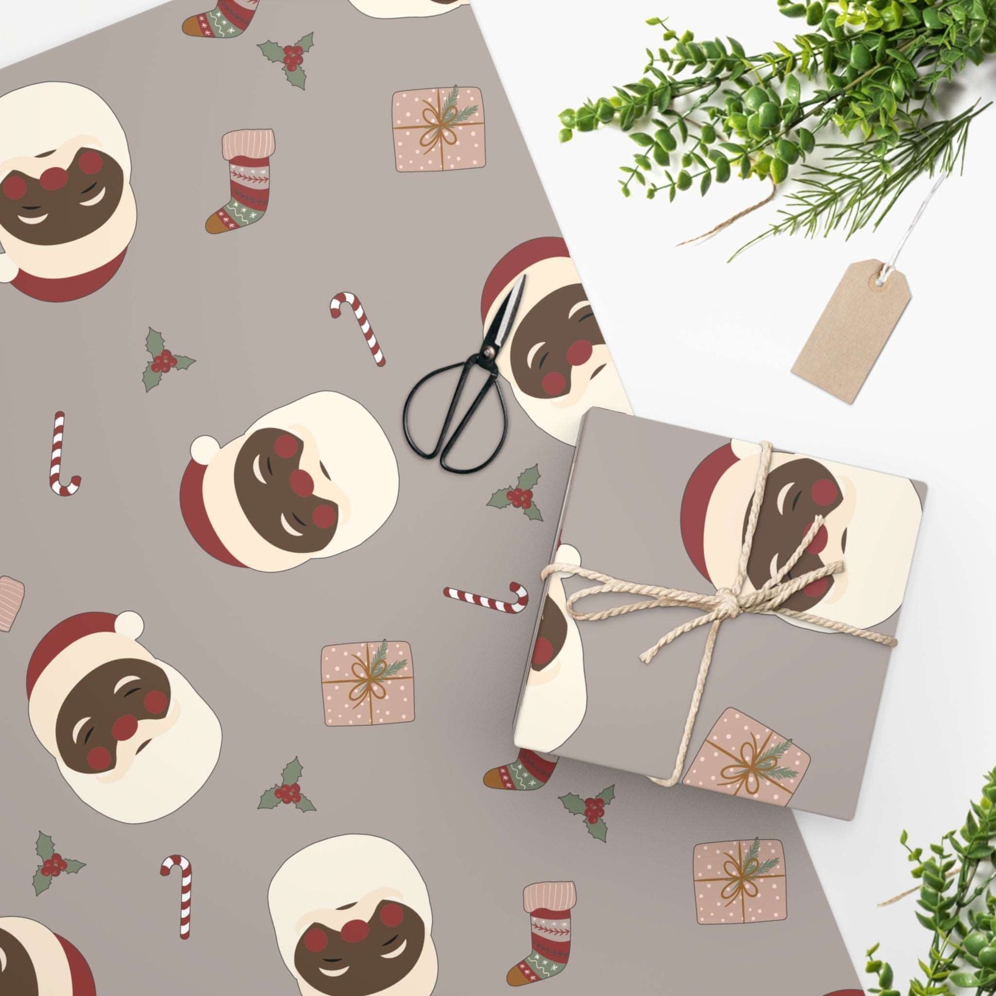 Black Santa Christmas Wrapping Paper | African-American Santa gift-wrapping paper | Gift Wrap Roll | Christmas Gifts for Her and Him, Brand63