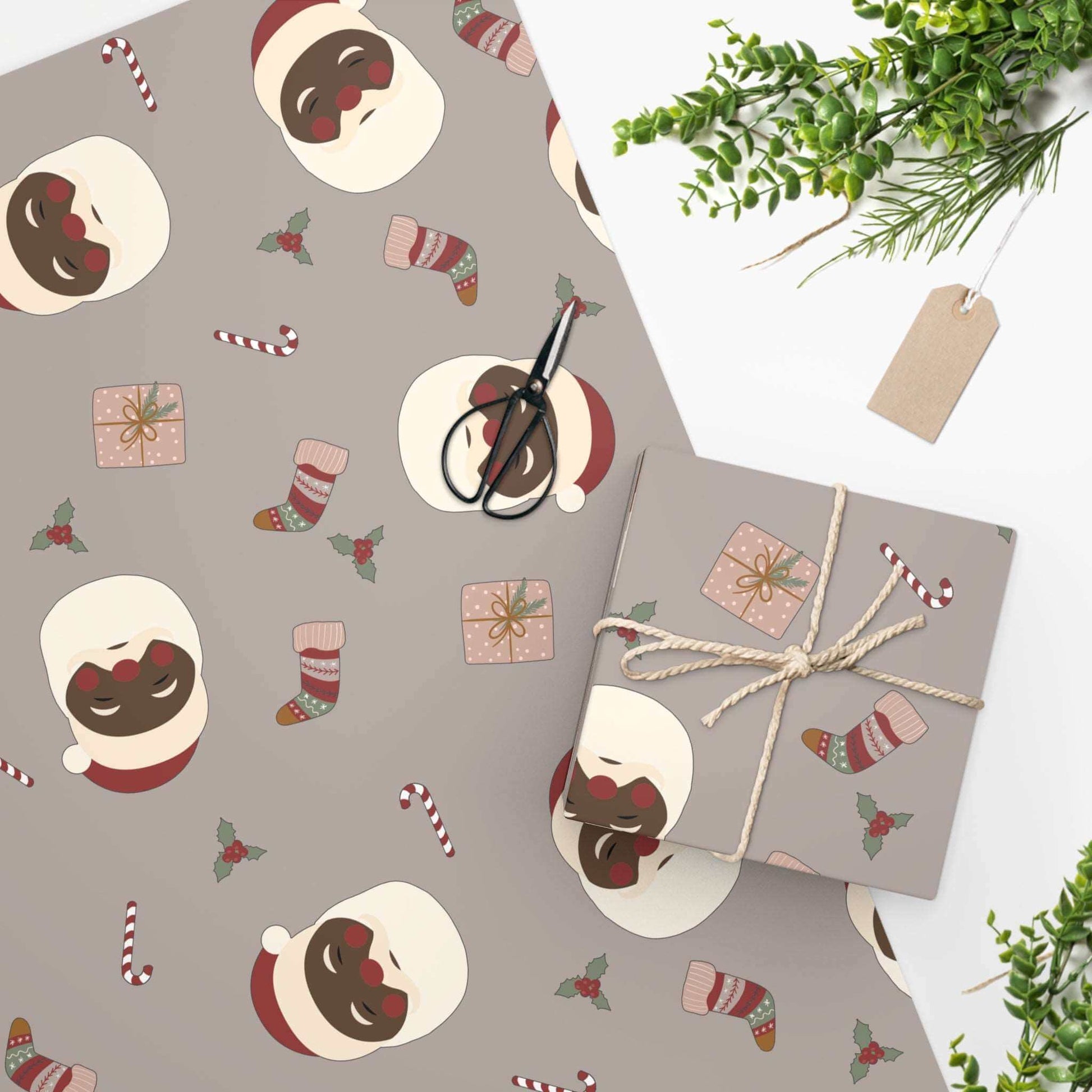 Black Santa Christmas Wrapping Paper | African-American Santa gift-wrapping paper | Gift Wrap Roll | Christmas Gifts for Her and Him, Brand63