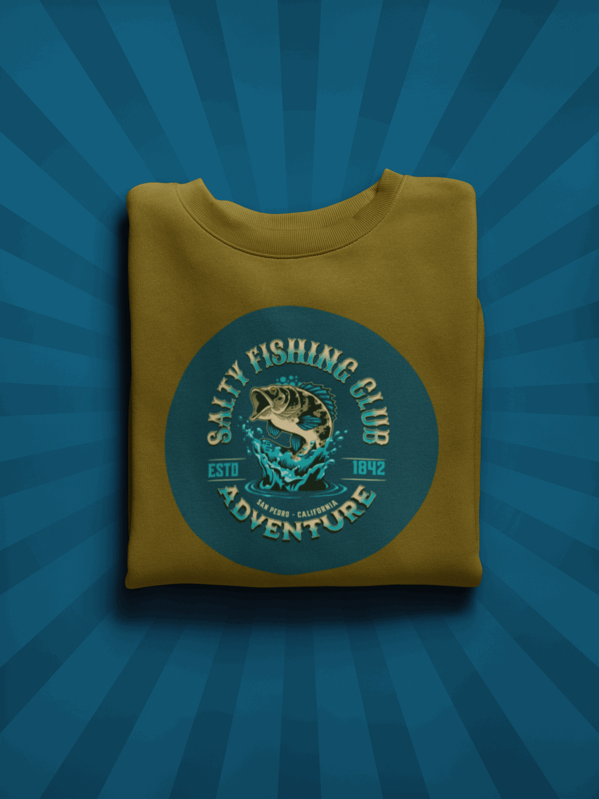 Bold Salty Fishing Club Adventure Crewneck Sweatshirt, Brand63
