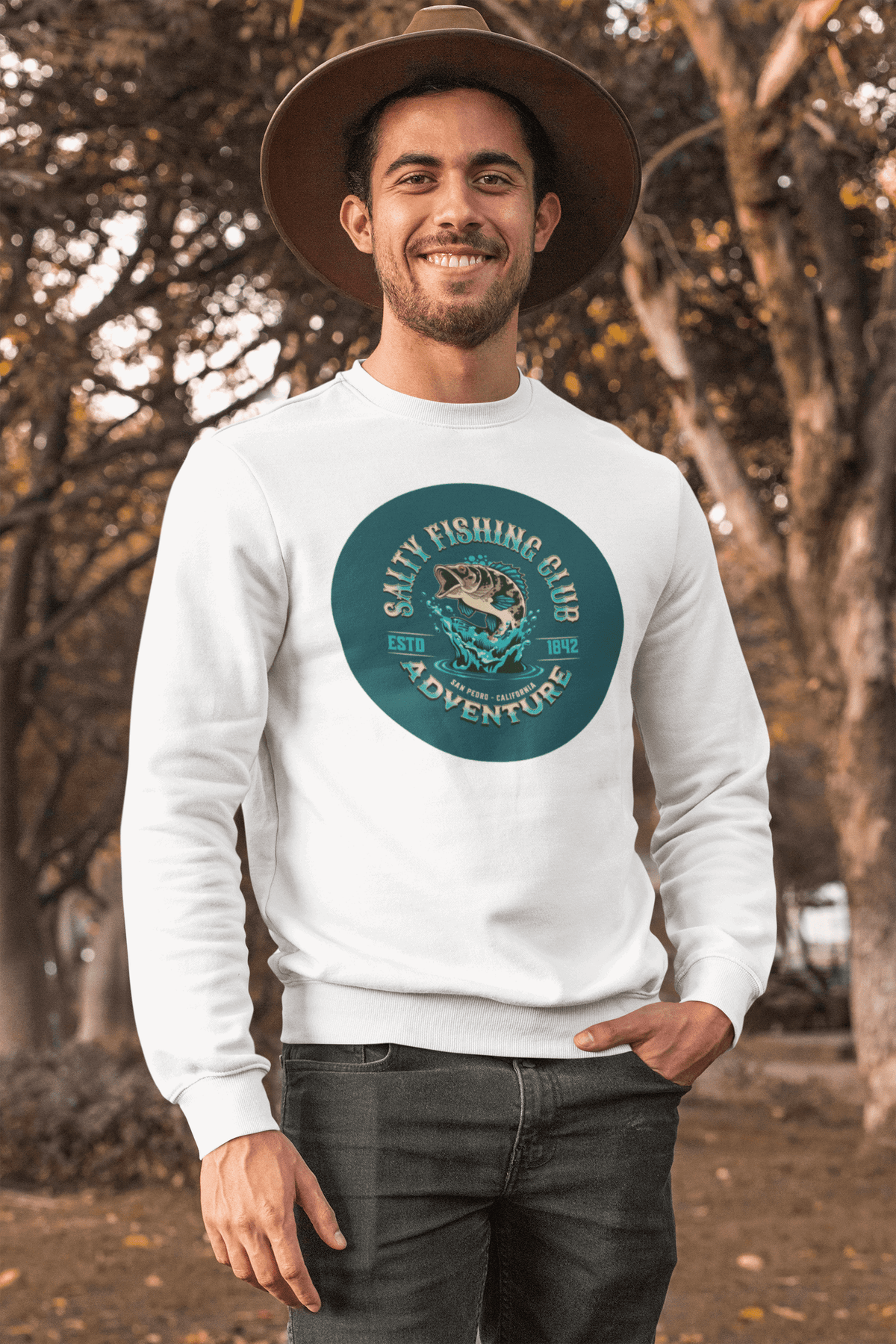 Bold Salty Fishing Club Adventure Crewneck Sweatshirt, Brand63
