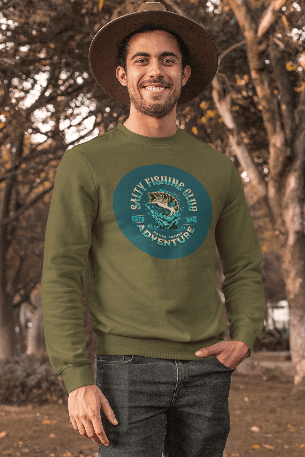 Bold Salty Fishing Club Adventure Crewneck Sweatshirt, Brand63