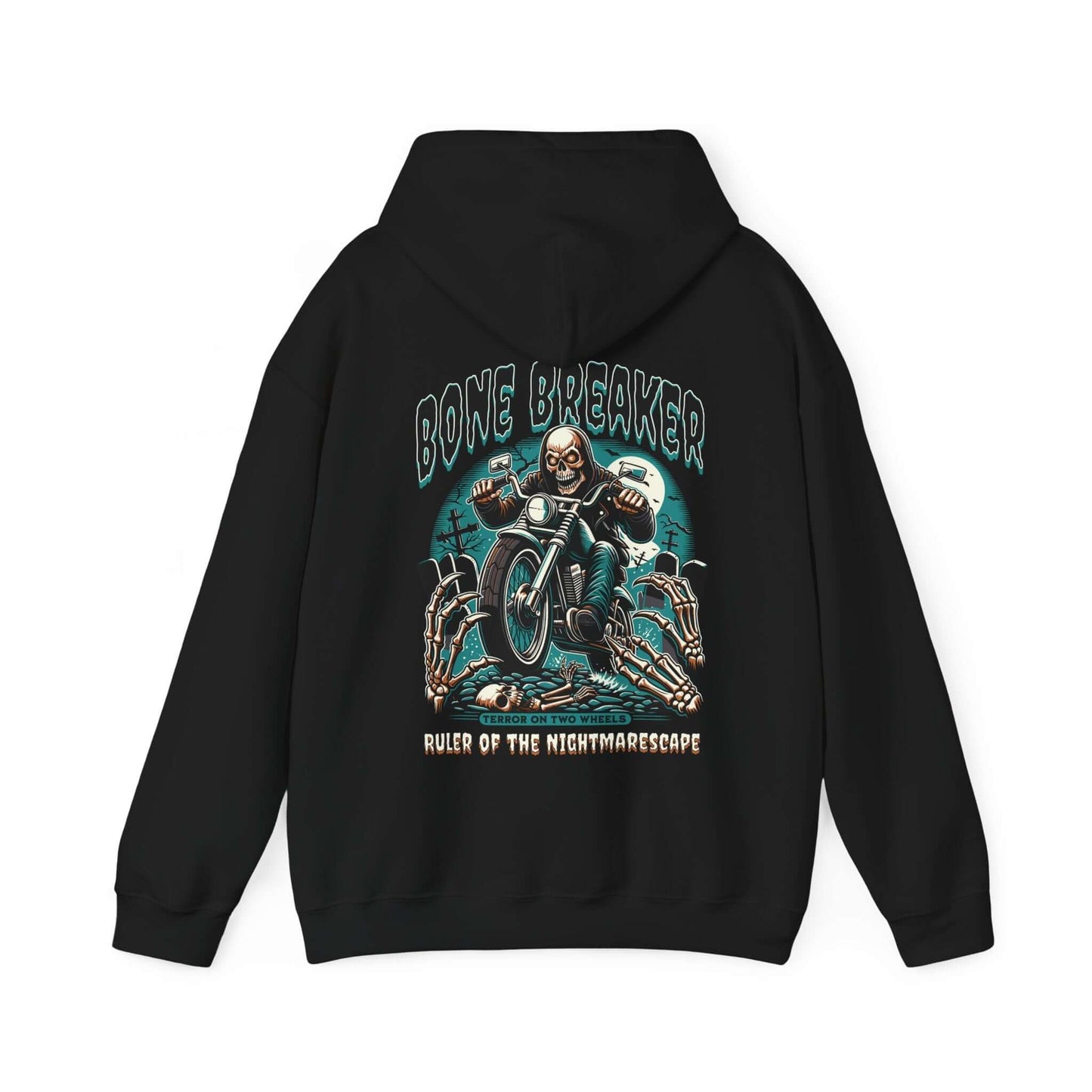 Bone Breaker Hoodie - Skull & Motorcycle Design, Brand63