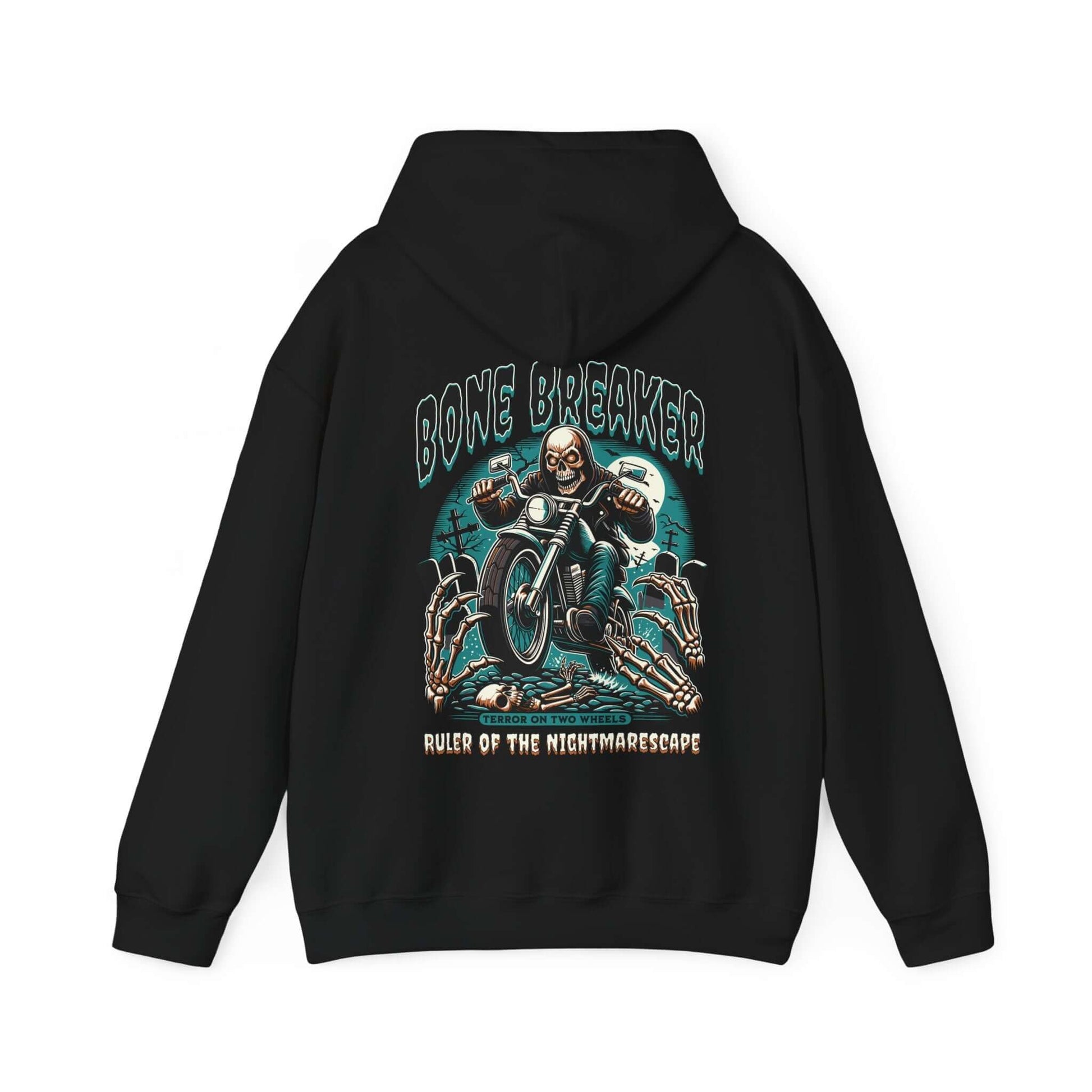 Bone Breaker Hoodie - Skull & Motorcycle Design, Brand63