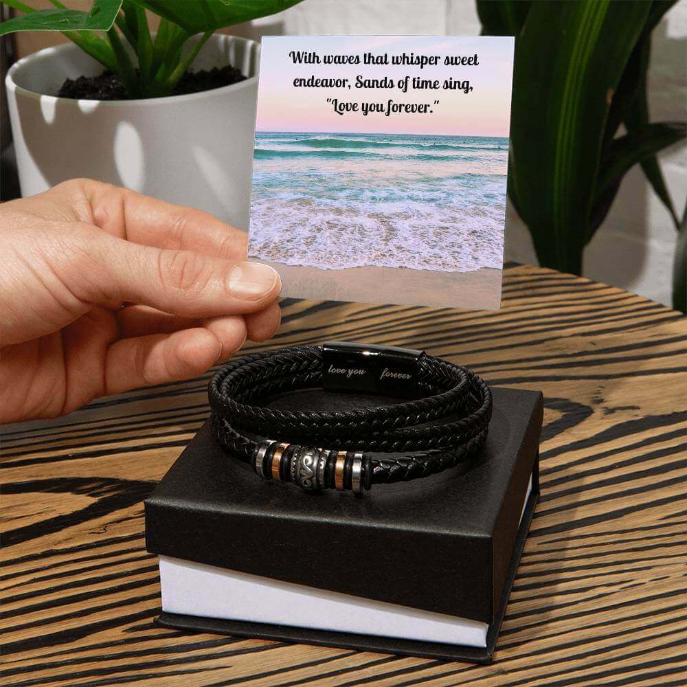 Braided Vegan Leather Bracelet | "Love You Forever" Gift, Brand63