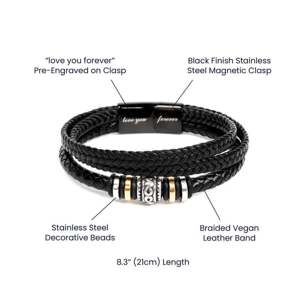 Braided Vegan Leather Bracelet | "Love You Forever" Gift, Brand63