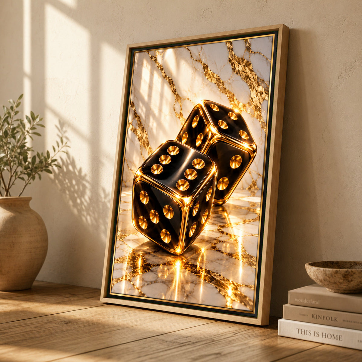Black and Gold Luxury Dice Wall Art