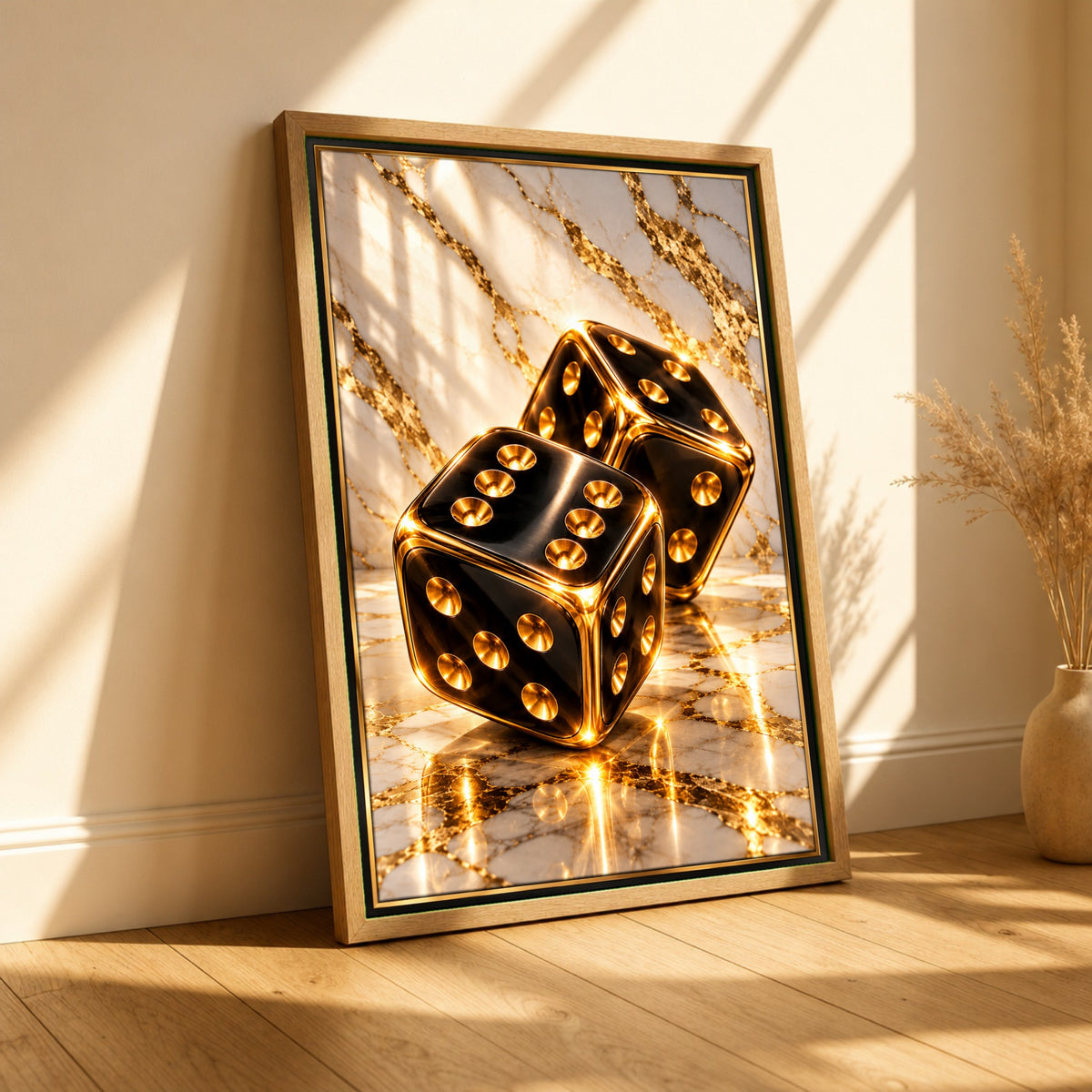 Black and Gold Luxury Dice Wall Art
