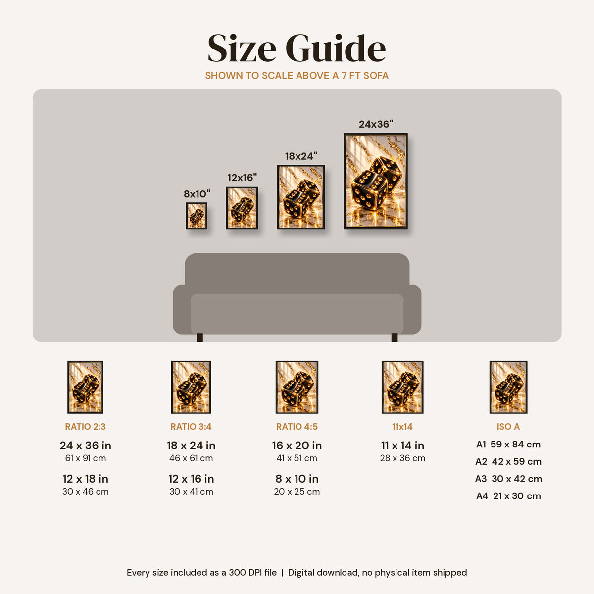 Black and Gold Luxury Dice Wall Art