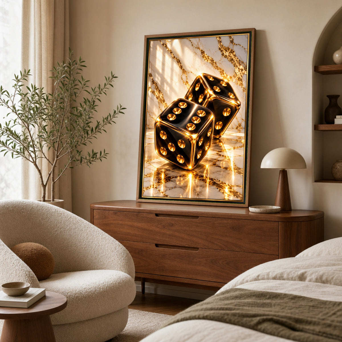 Black and Gold Luxury Dice Wall Art