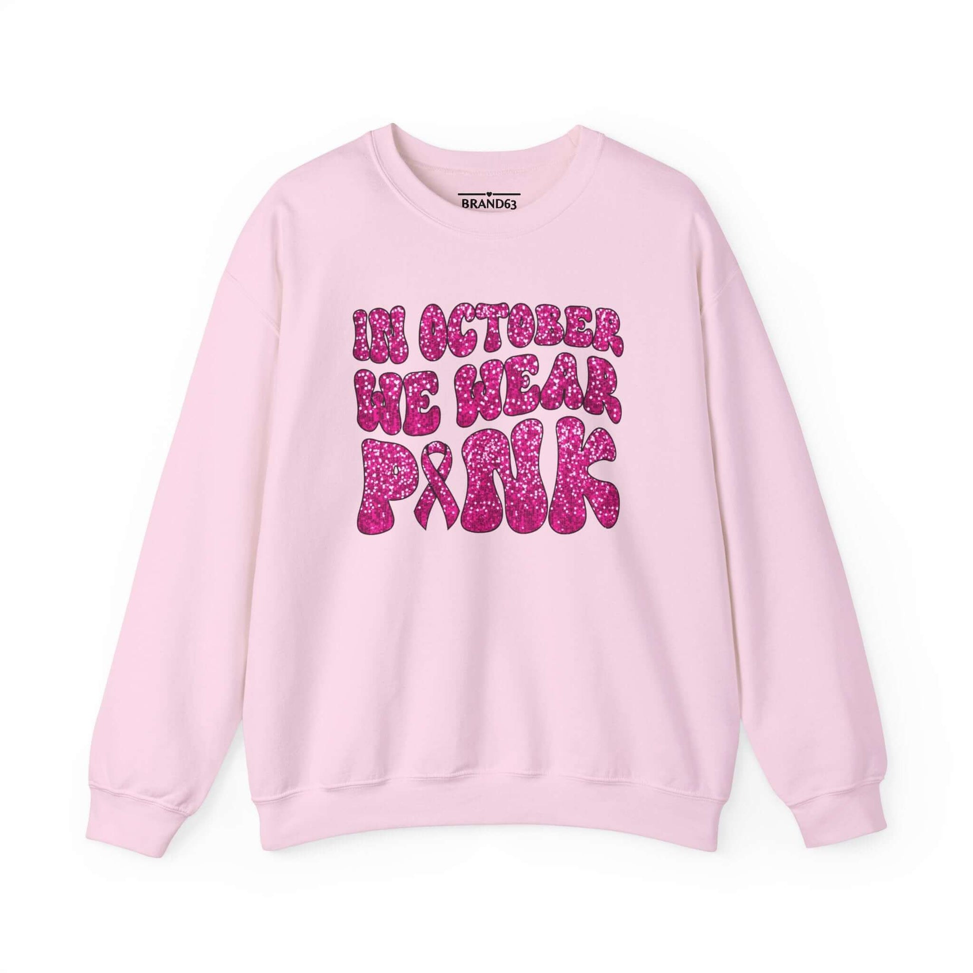 Breast Cancer Awareness Crewneck Sweatshirt | Wear Pink In October, Brand63
