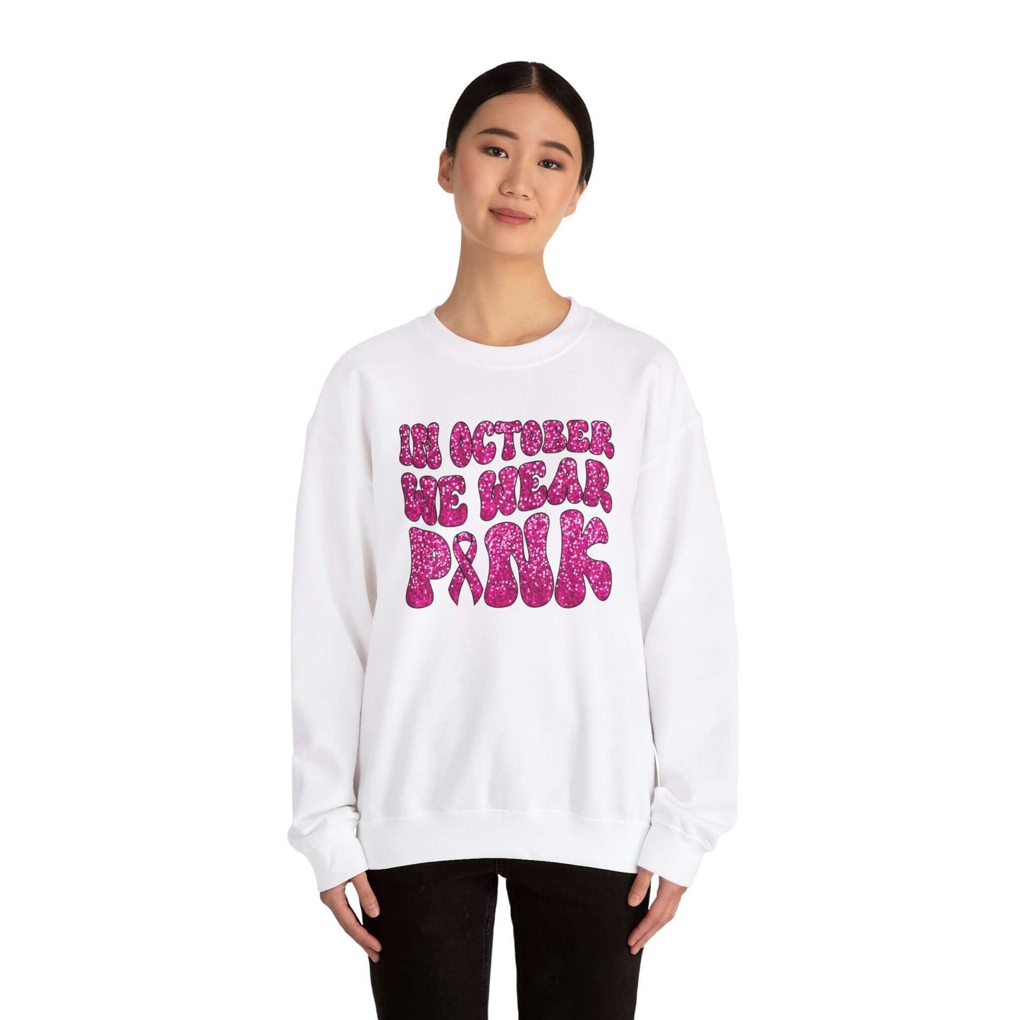 Breast Cancer Awareness Crewneck Sweatshirt | Wear Pink In October, Brand63