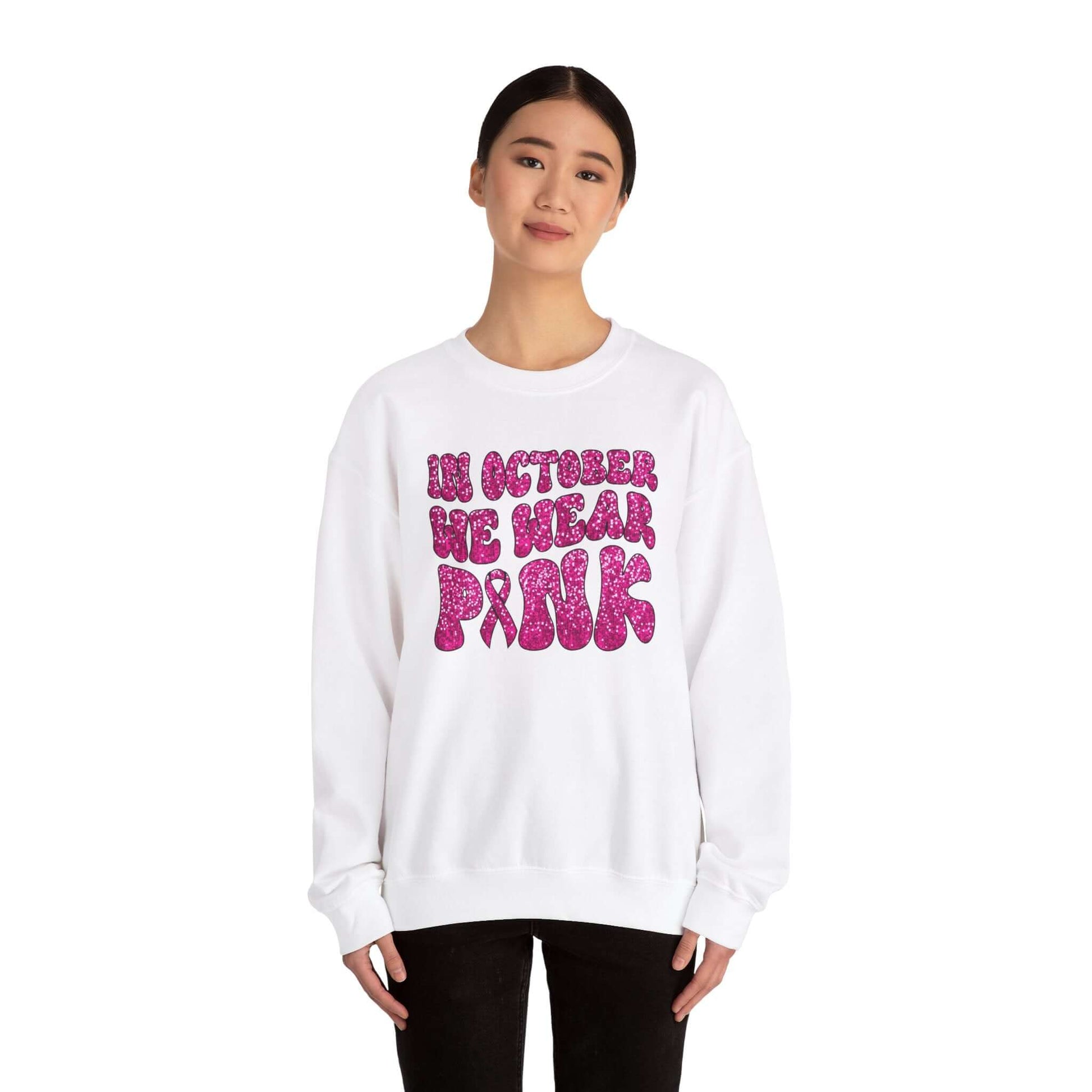 Breast Cancer Awareness Crewneck Sweatshirt | Wear Pink In October, Brand63