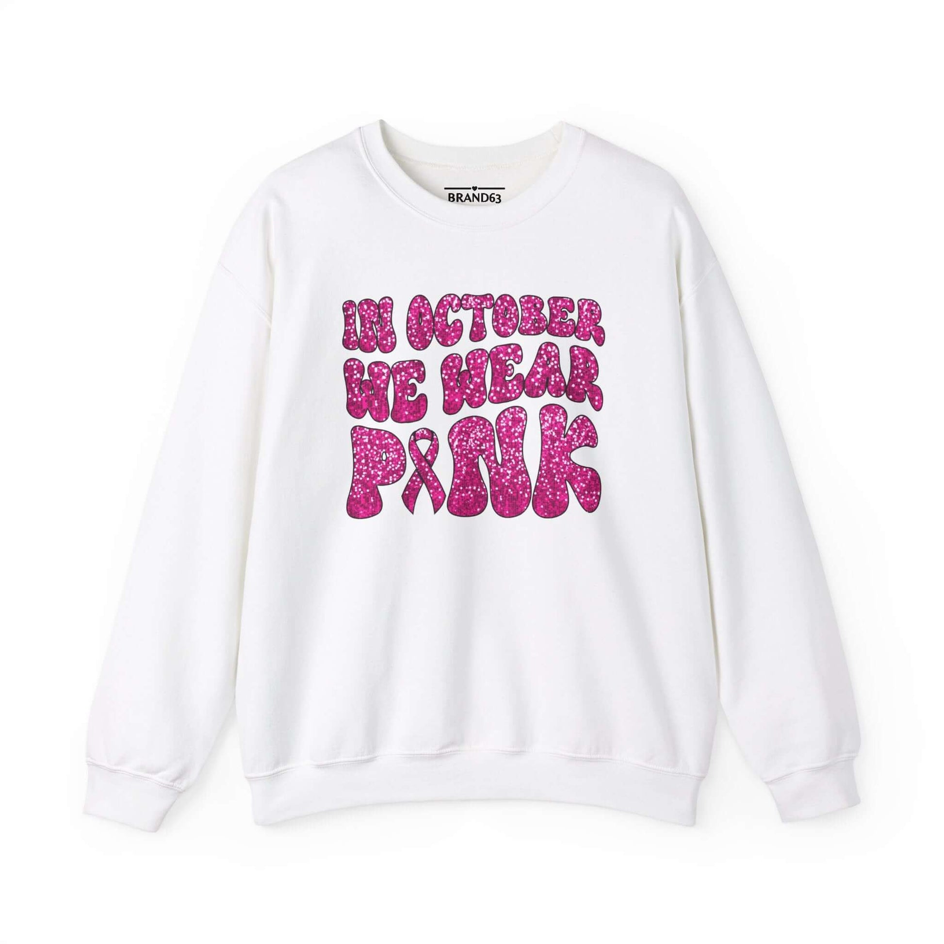 Breast Cancer Awareness Crewneck Sweatshirt | Wear Pink In October, Brand63