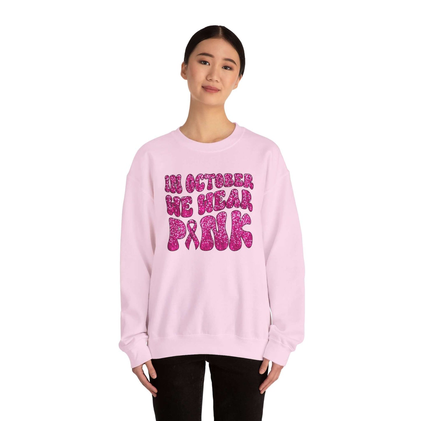 Breast Cancer Awareness Crewneck Sweatshirt | Wear Pink In October, Brand63