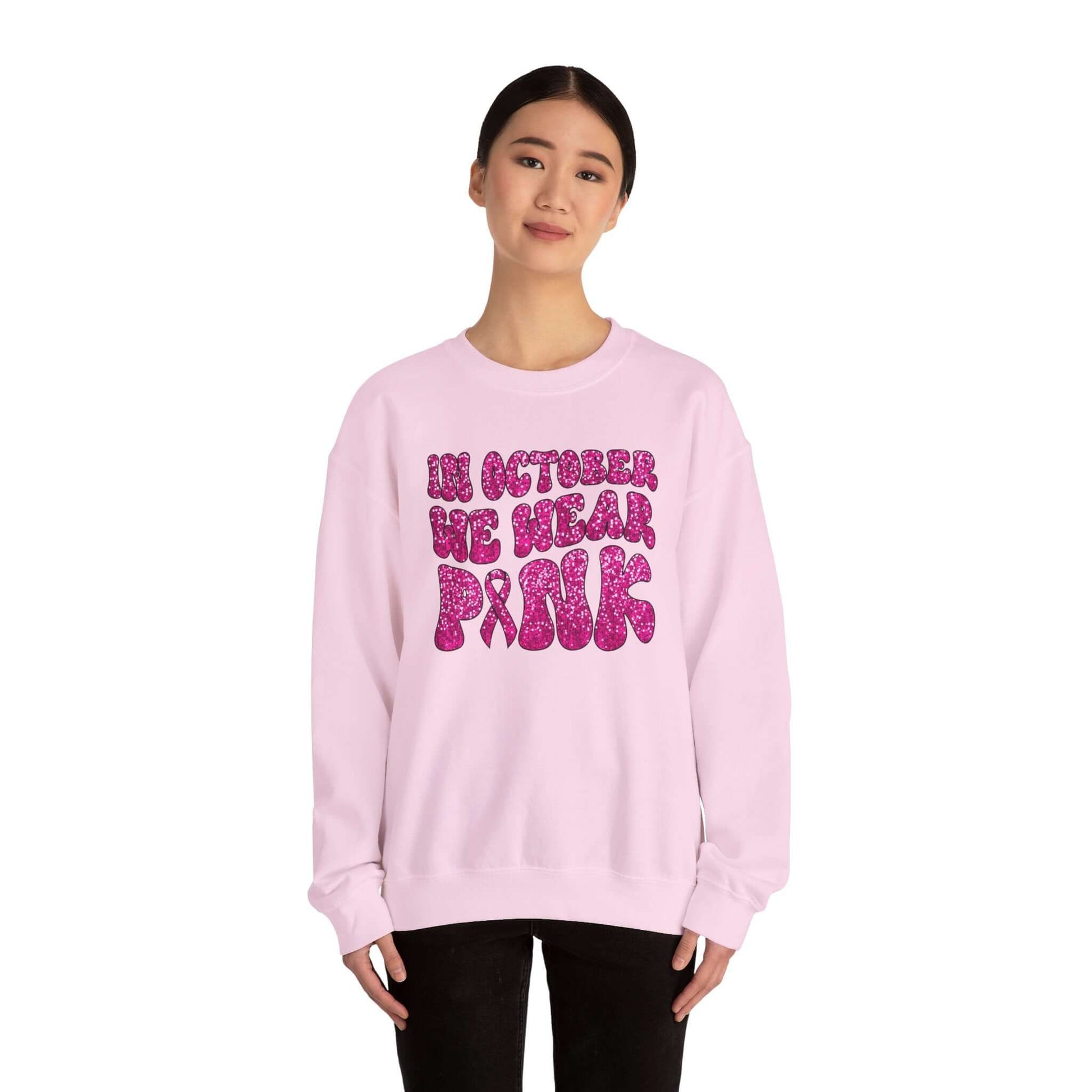 Breast Cancer Awareness Crewneck Sweatshirt | Wear Pink In October, Brand63