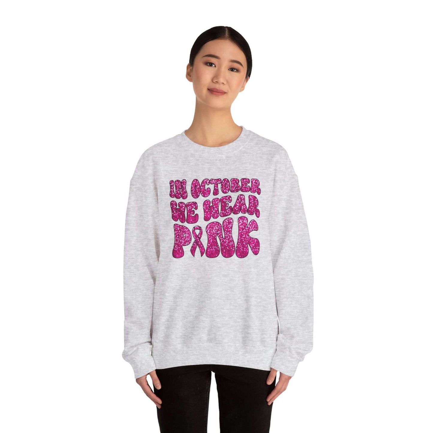 Breast Cancer Awareness Crewneck Sweatshirt | Wear Pink In October, Brand63
