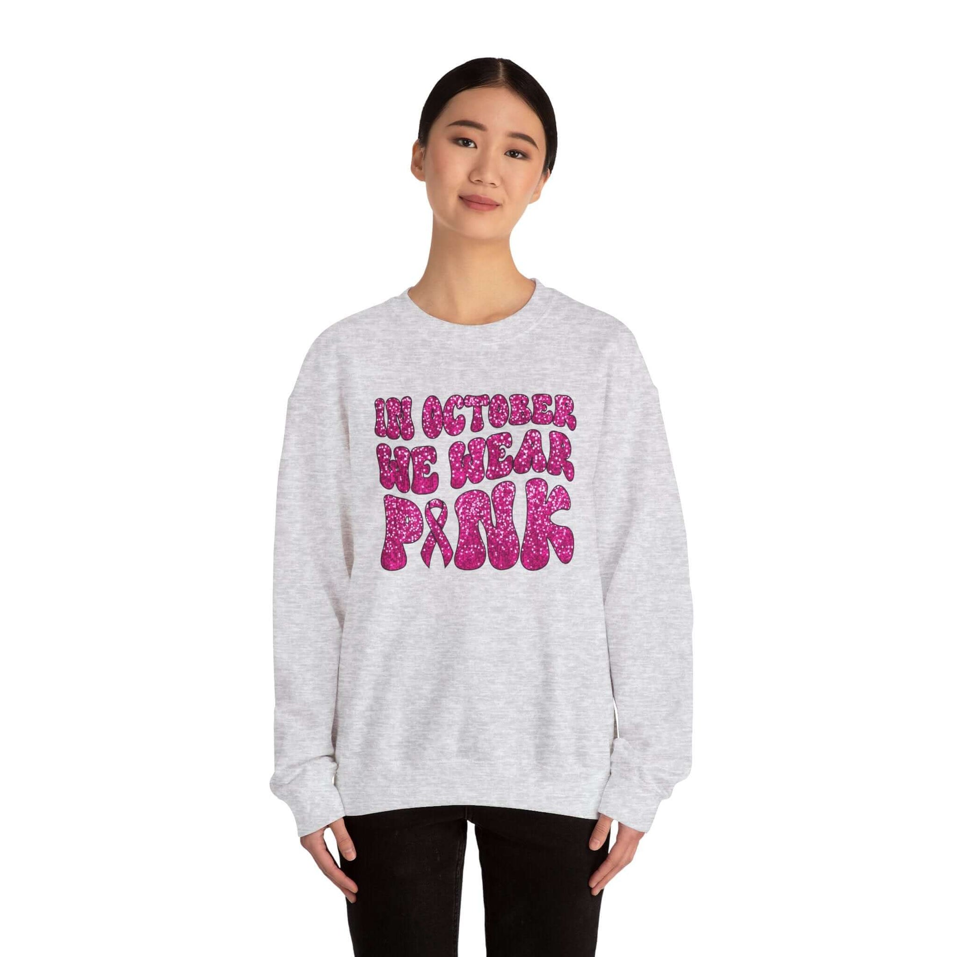Breast Cancer Awareness Crewneck Sweatshirt | Wear Pink In October, Brand63