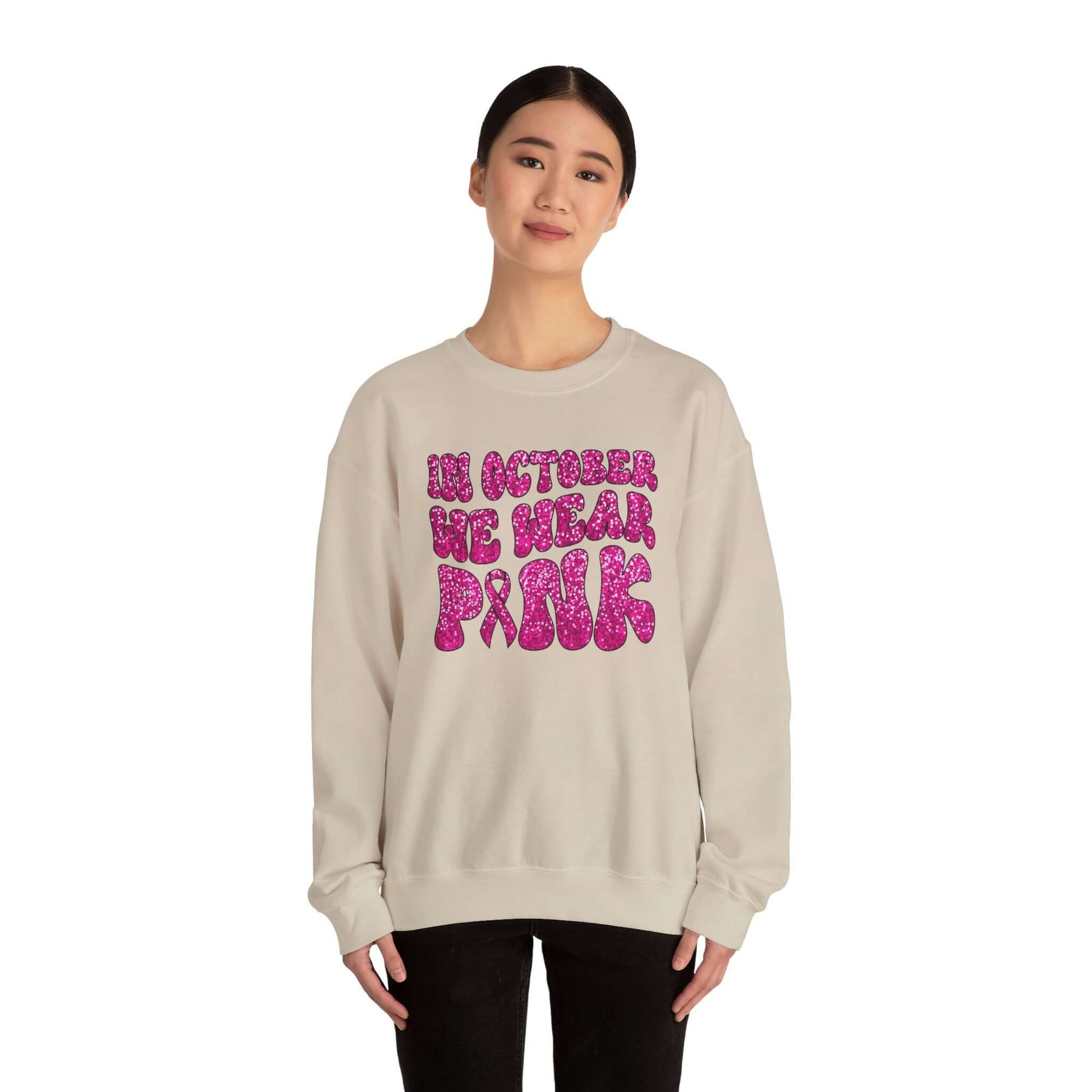 Breast Cancer Awareness Crewneck Sweatshirt | Wear Pink In October, Brand63