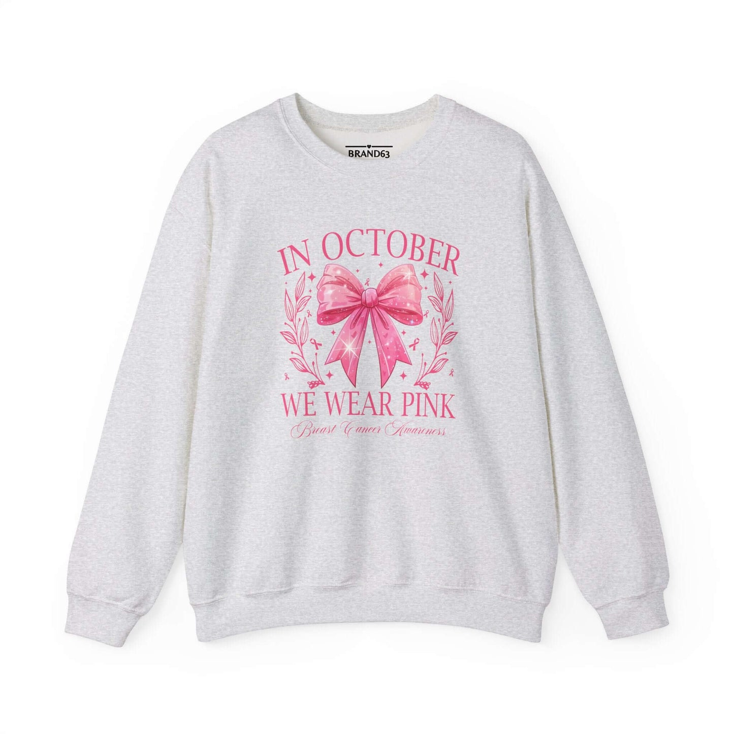 Breast Cancer Awareness Month Crewneck Sweatshirt | October Pink Ribbon, Brand63