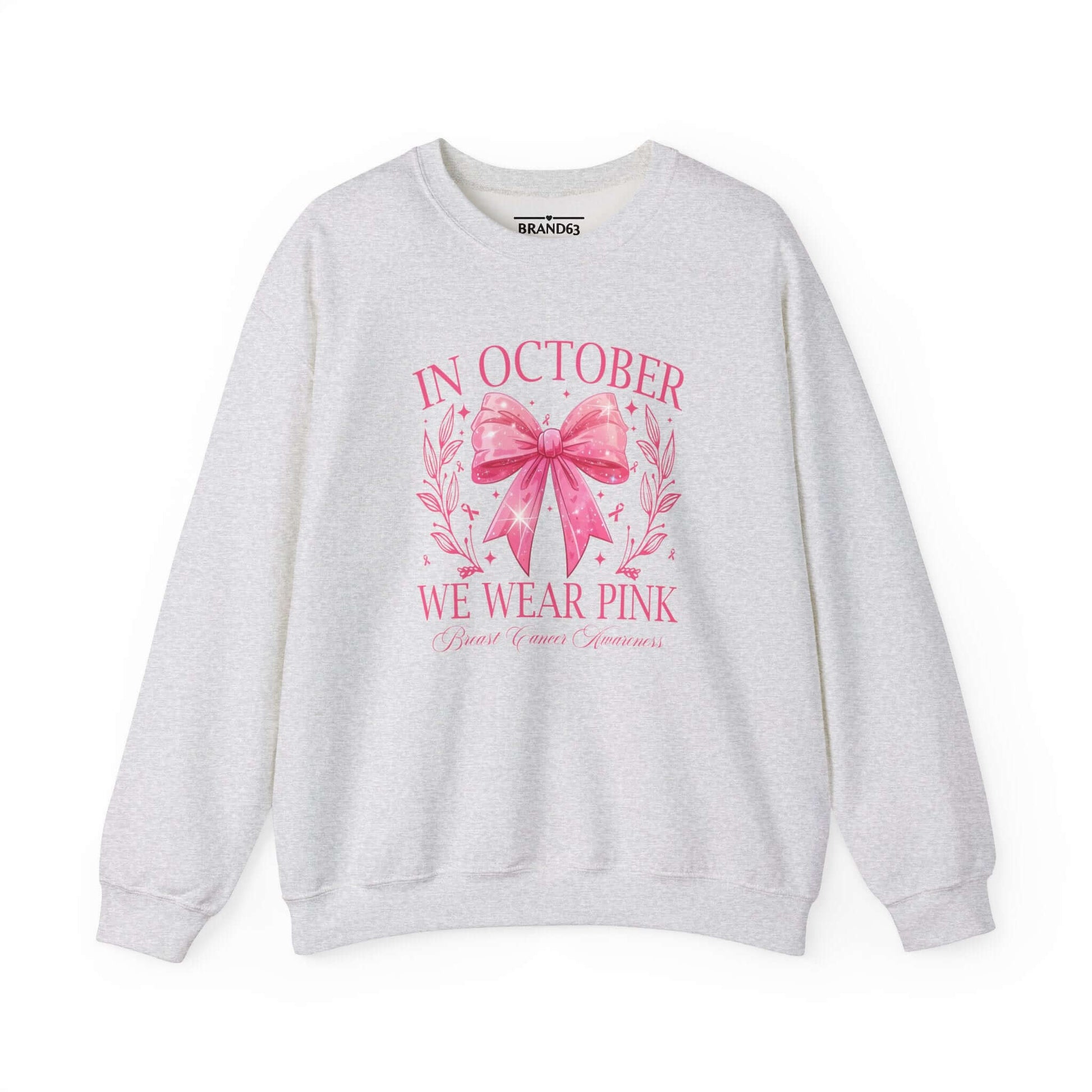 Breast Cancer Awareness Month Crewneck Sweatshirt | October Pink Ribbon, Brand63
