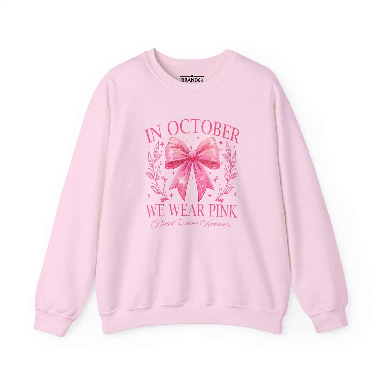Breast Cancer Awareness Month Crewneck Sweatshirt | October Pink Ribbon, Brand63