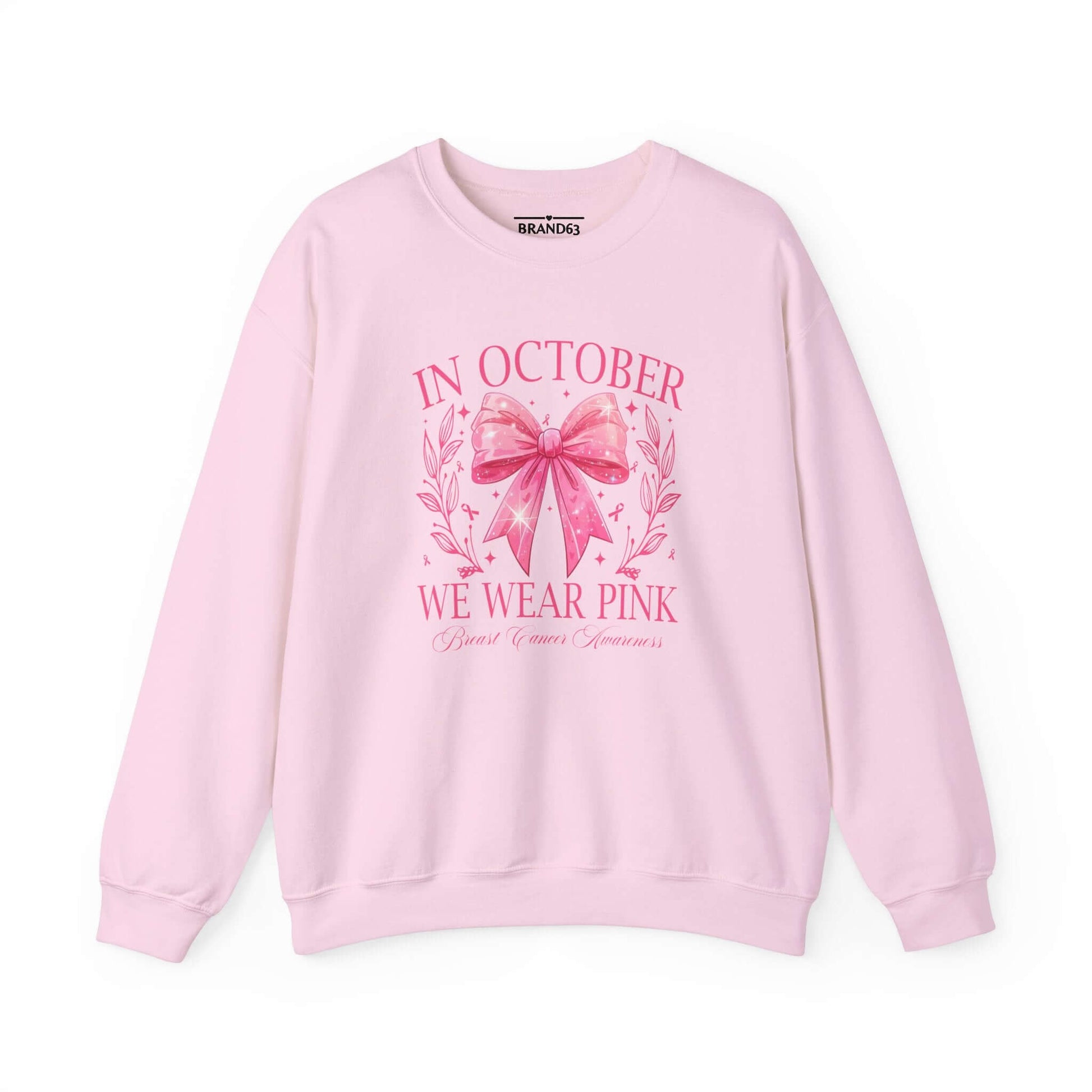 Breast Cancer Awareness Month Crewneck Sweatshirt | October Pink Ribbon, Brand63