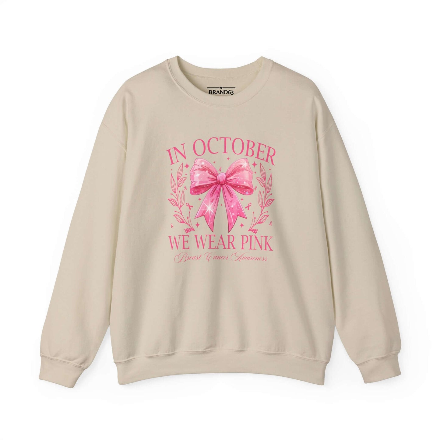 Breast Cancer Awareness Month Crewneck Sweatshirt | October Pink Ribbon, Brand63