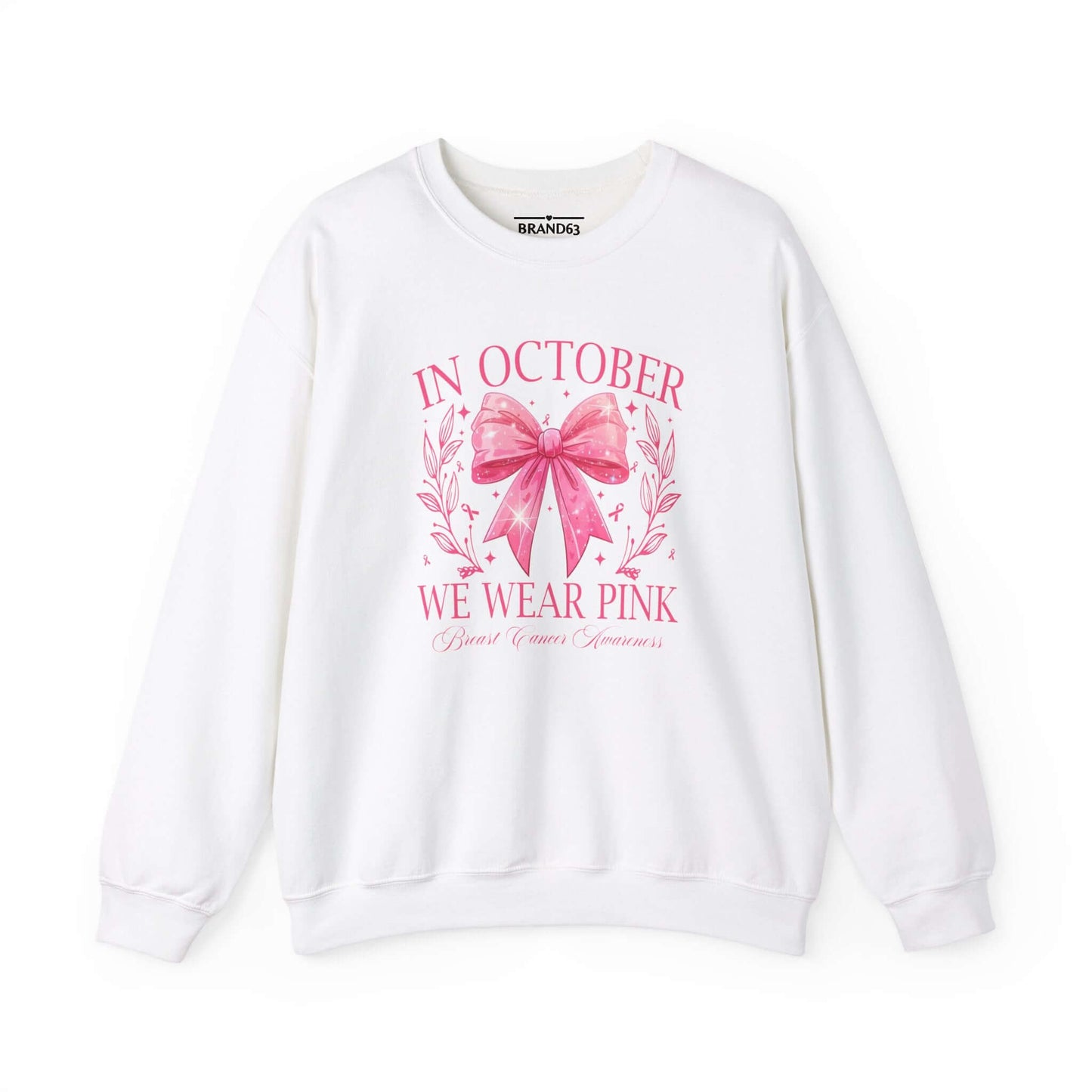 Breast Cancer Awareness Month Crewneck Sweatshirt | October Pink Ribbon, Brand63