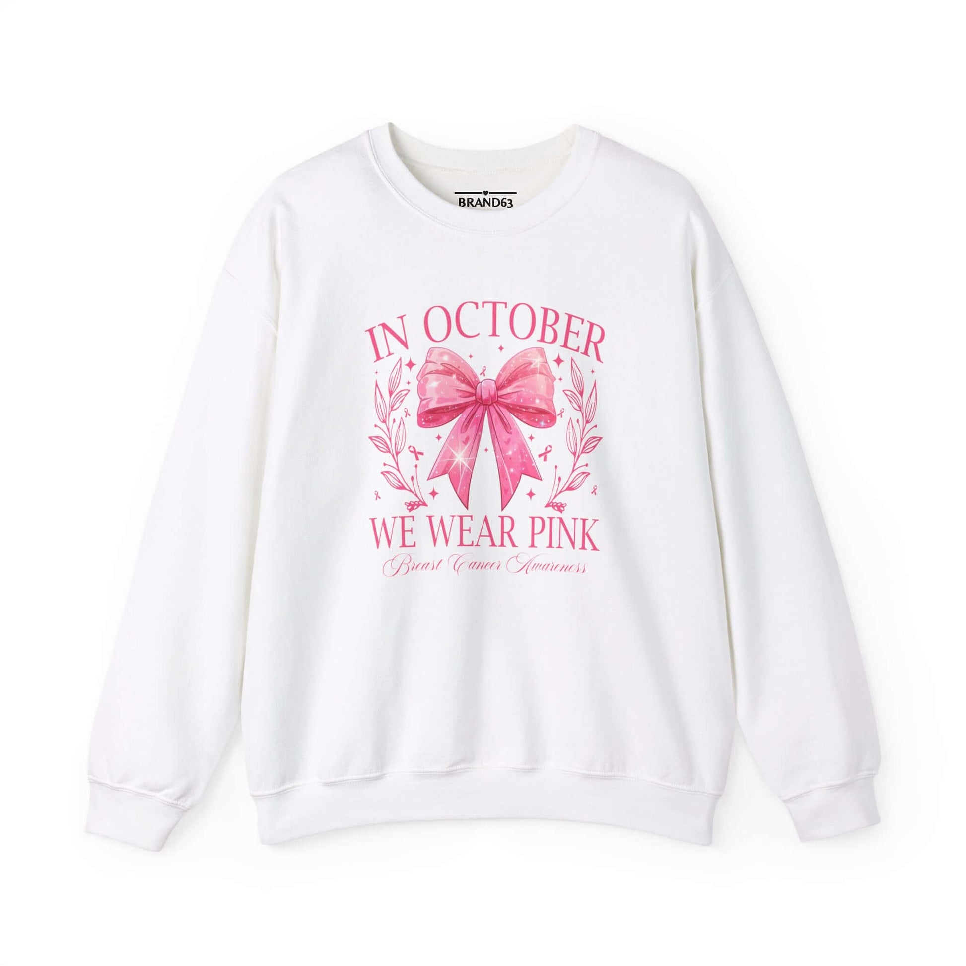 Breast Cancer Awareness Month Crewneck Sweatshirt | October Pink Ribbon, Brand63