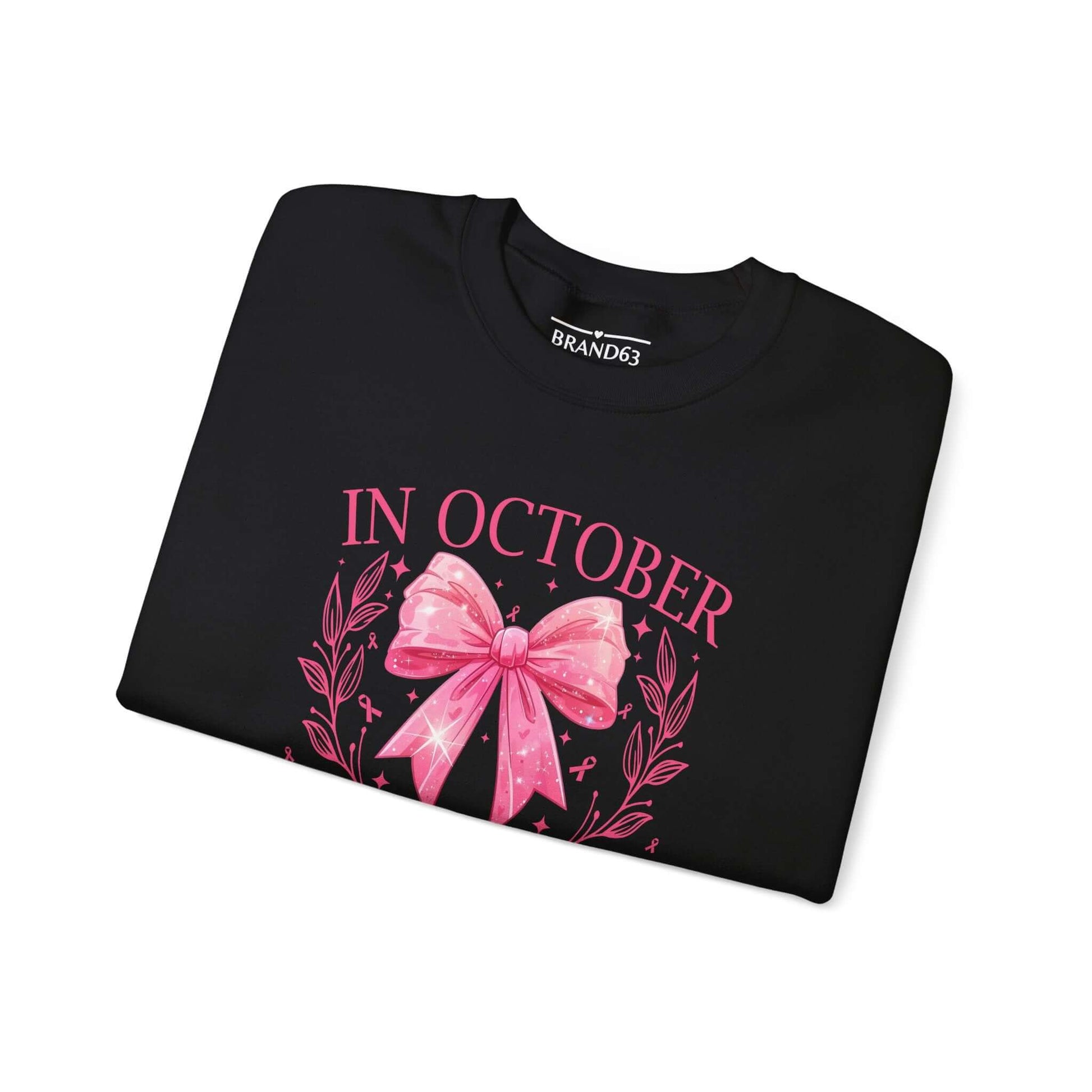 Breast Cancer Awareness Month Crewneck Sweatshirt | October Pink Ribbon, Brand63
