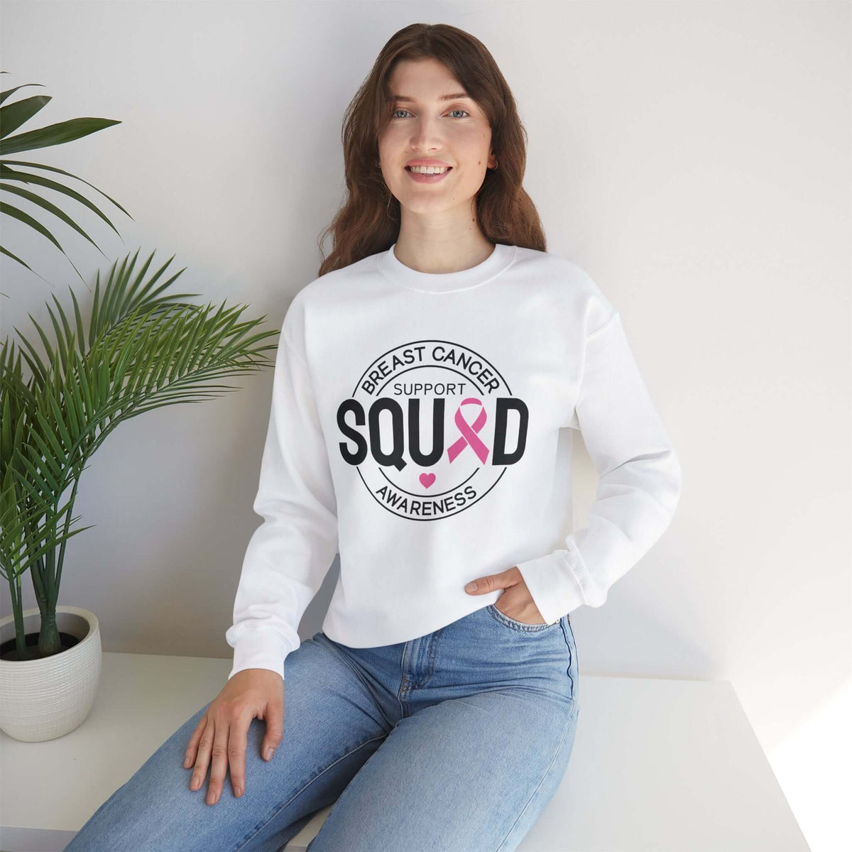 Breast Cancer Awareness Month Crewneck Sweatshirt | Support Squad Apparel, Brand63