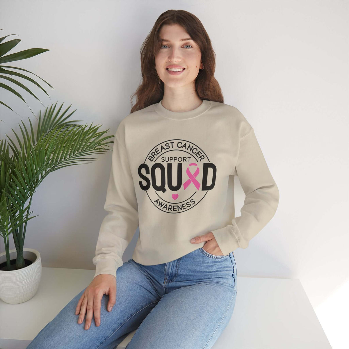 Breast Cancer Awareness Month Crewneck Sweatshirt | Support Squad Apparel, Brand63