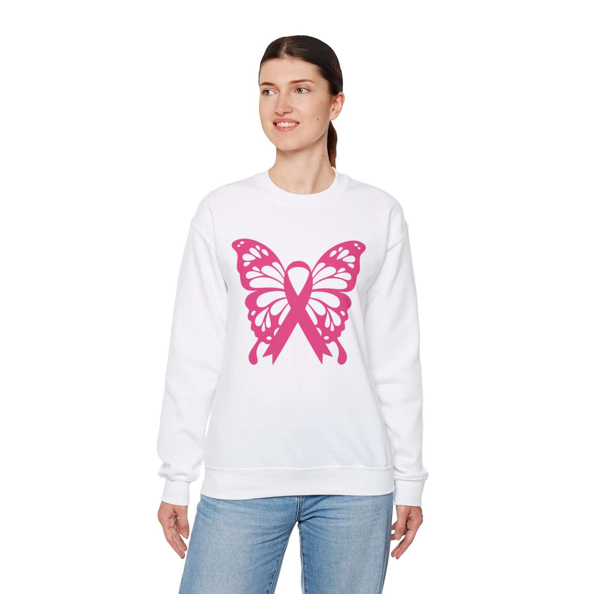 Breast Cancer Awareness Pink Ribbon Crewneck Sweatshirt, Brand63
