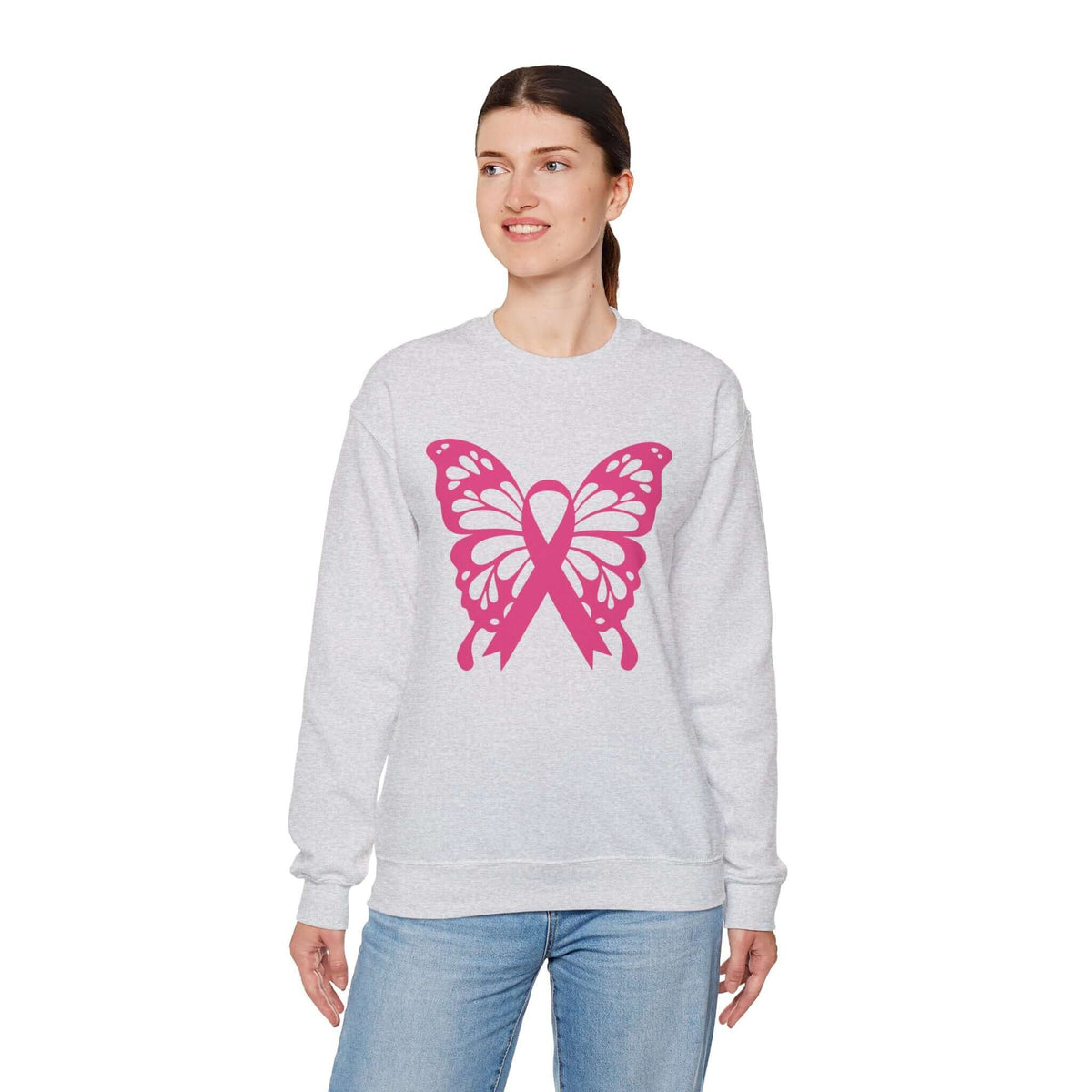 Breast Cancer Awareness Pink Ribbon Crewneck Sweatshirt, Brand63