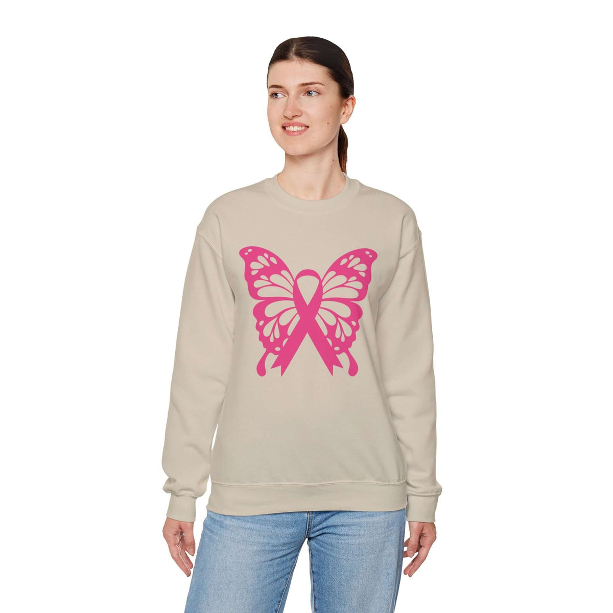 Breast Cancer Awareness Pink Ribbon Crewneck Sweatshirt, Brand63