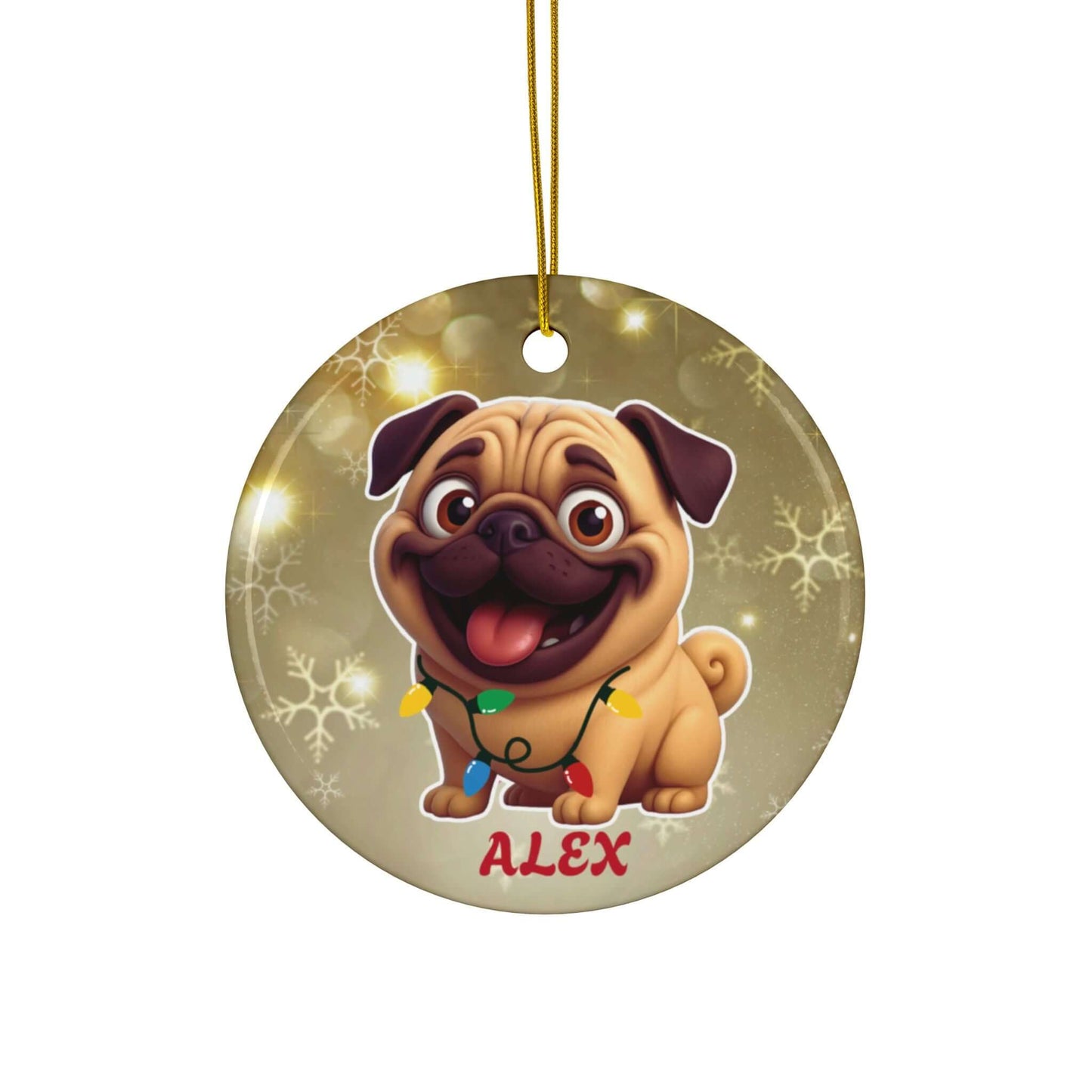 Cartoonify Your Pet, Personalized Christmas Ceramic Ornaments (Gold), Brand63