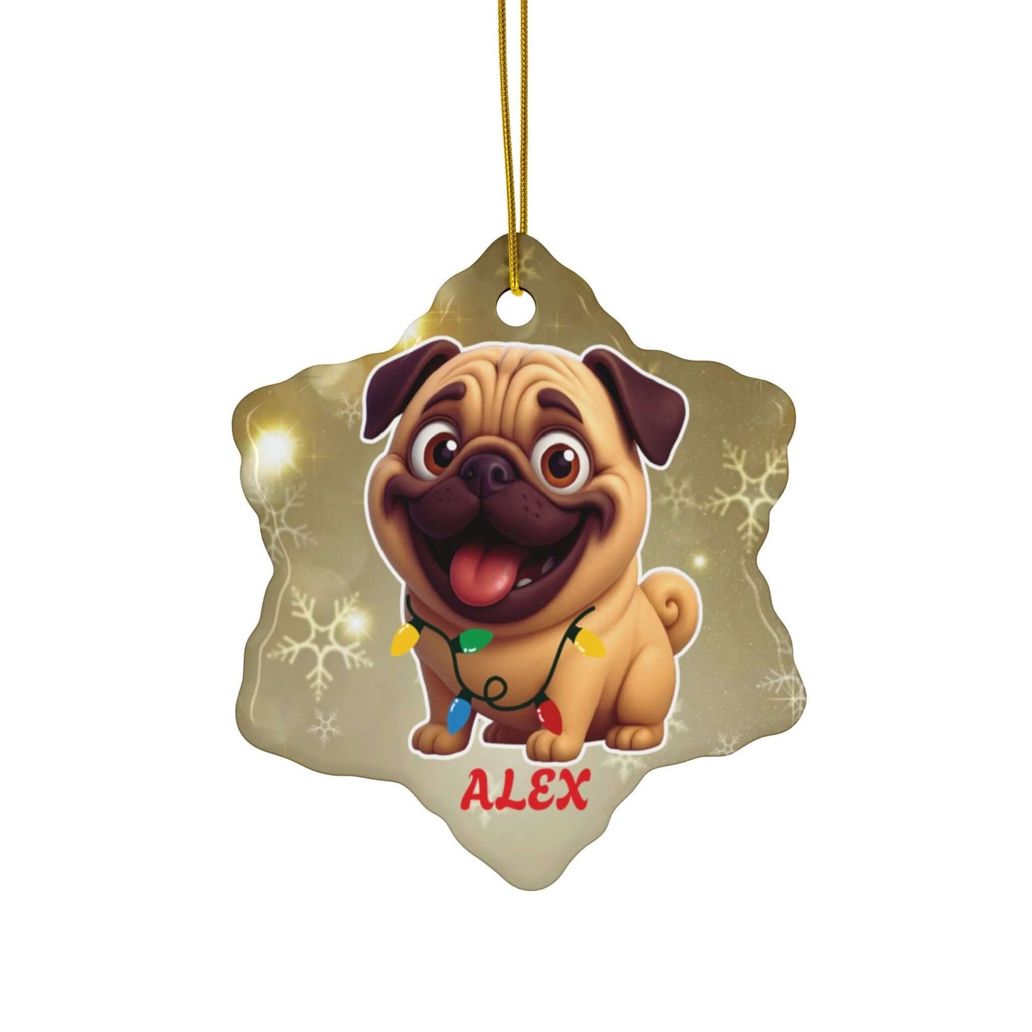 Cartoonify Your Pet, Personalized Christmas Ceramic Ornaments (Gold), Brand63