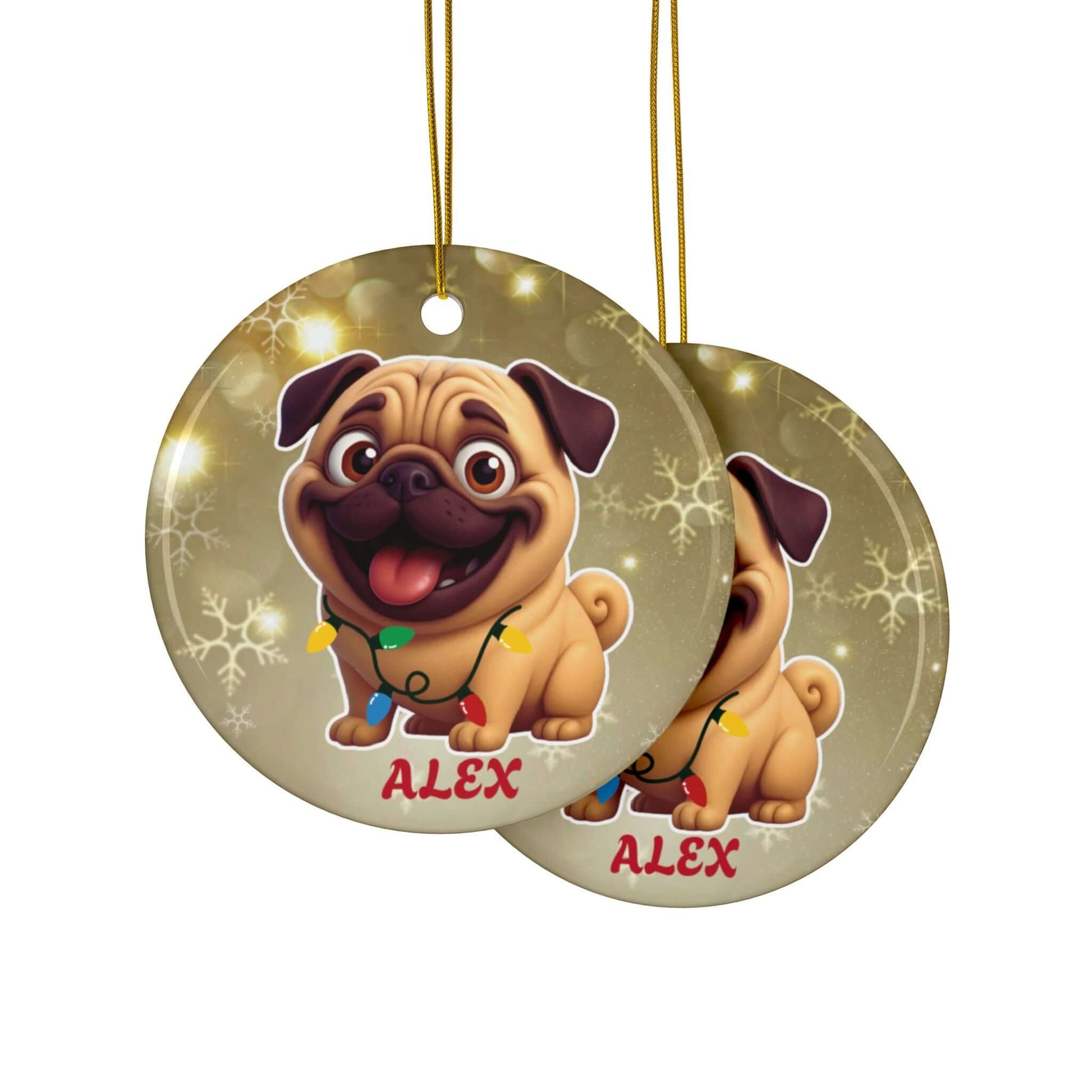Cartoonify Your Pet, Personalized Christmas Ceramic Ornaments (Gold), Brand63