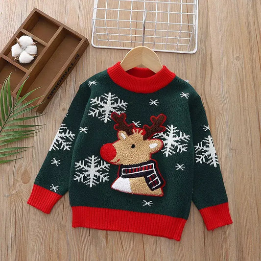 Children's Christmas Reindeer Snowflake Knitted Sweater, Brand63