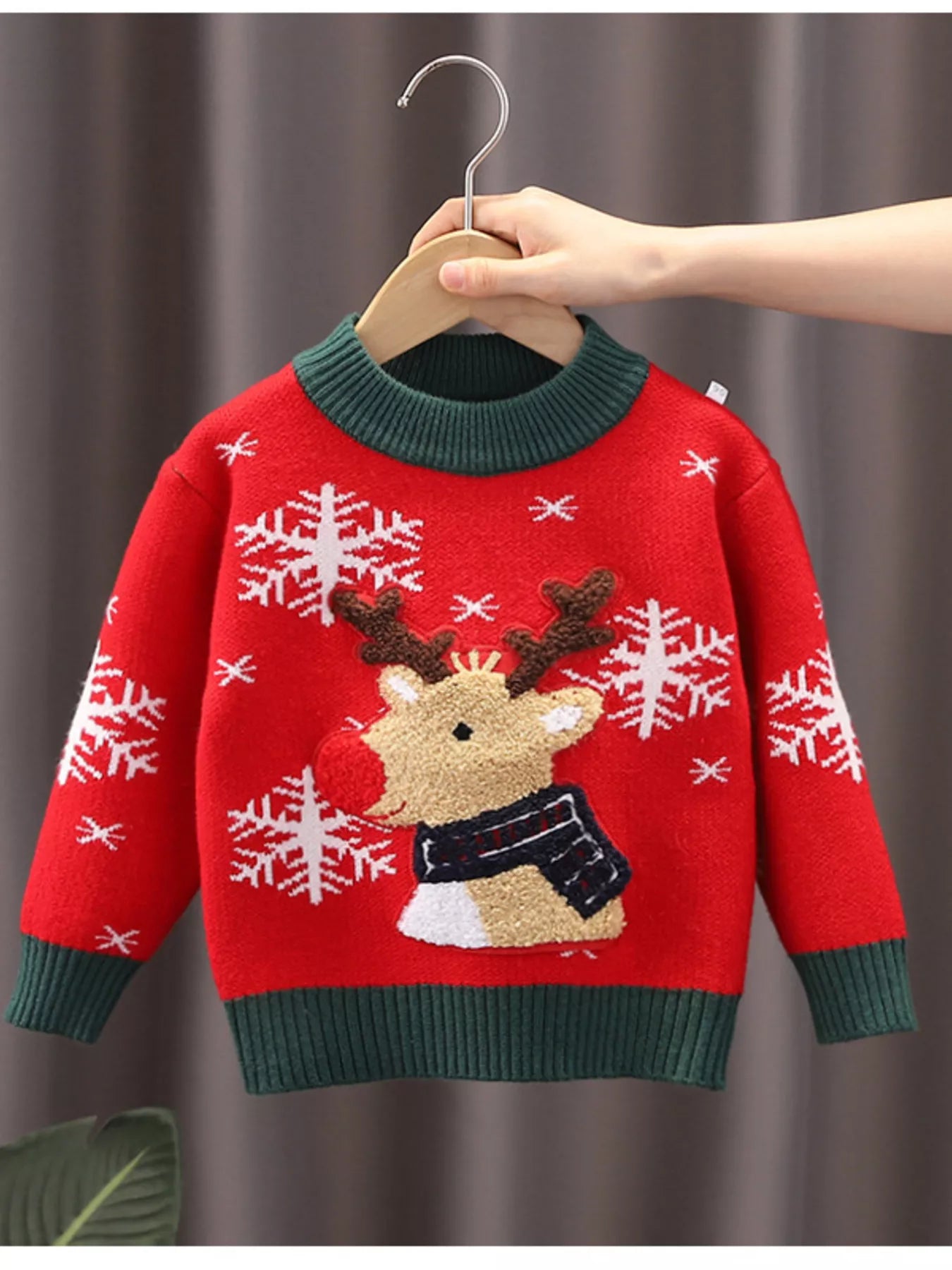 Children's Christmas Reindeer Snowflake Knitted Sweater, Brand63