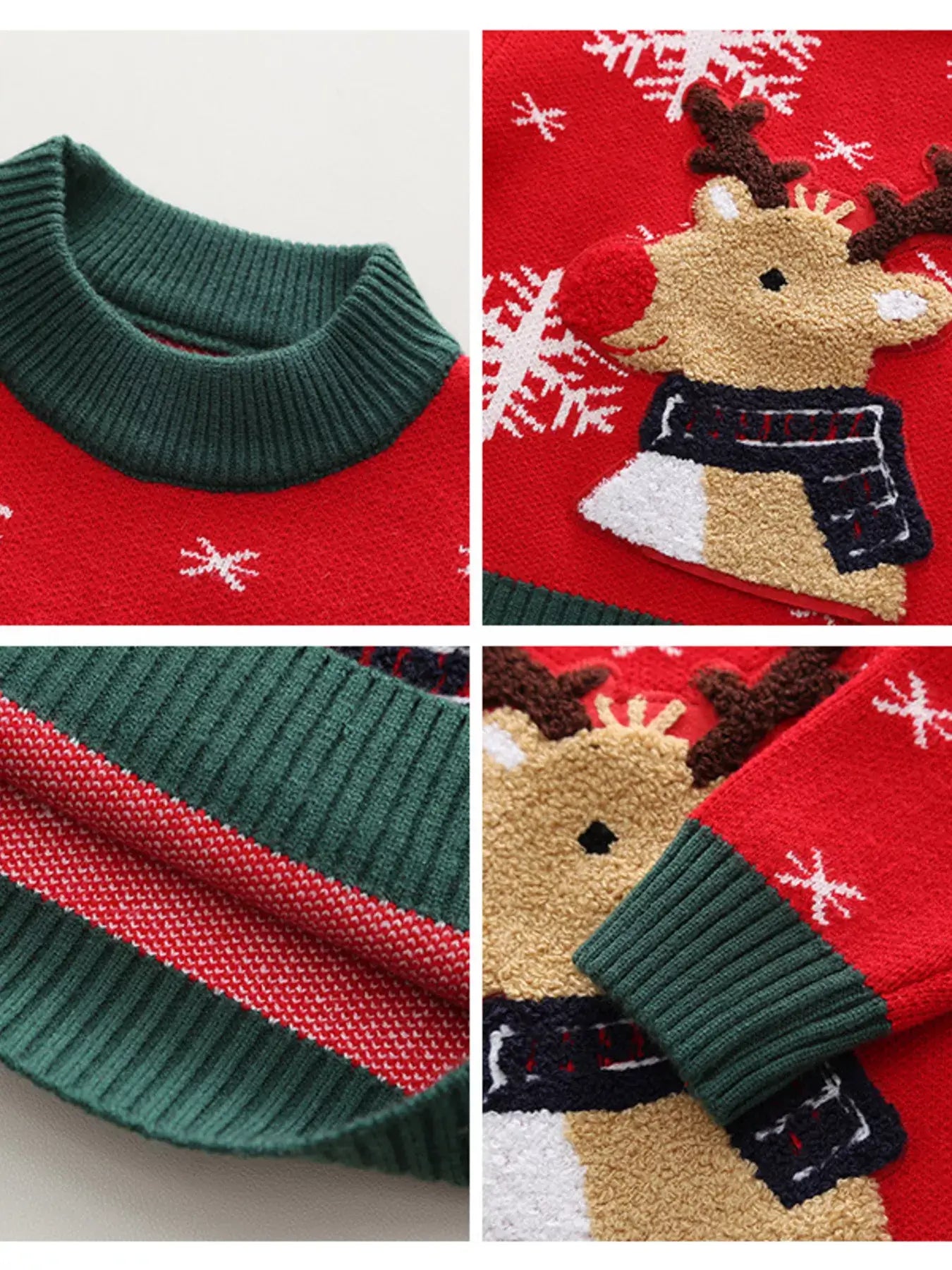 Children's Christmas Reindeer Snowflake Knitted Sweater