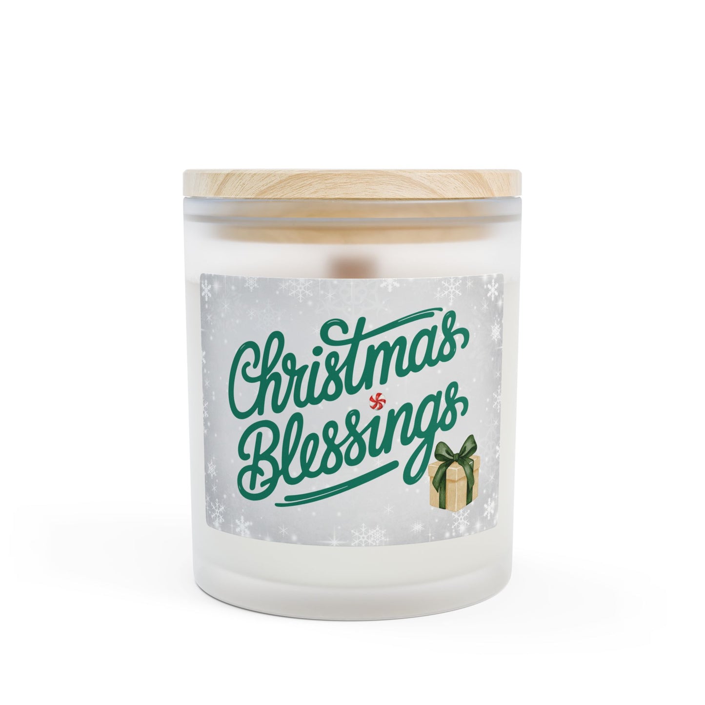 Christmas Blessings Frosted Glass Christmas Candle — 11oz, Brand63