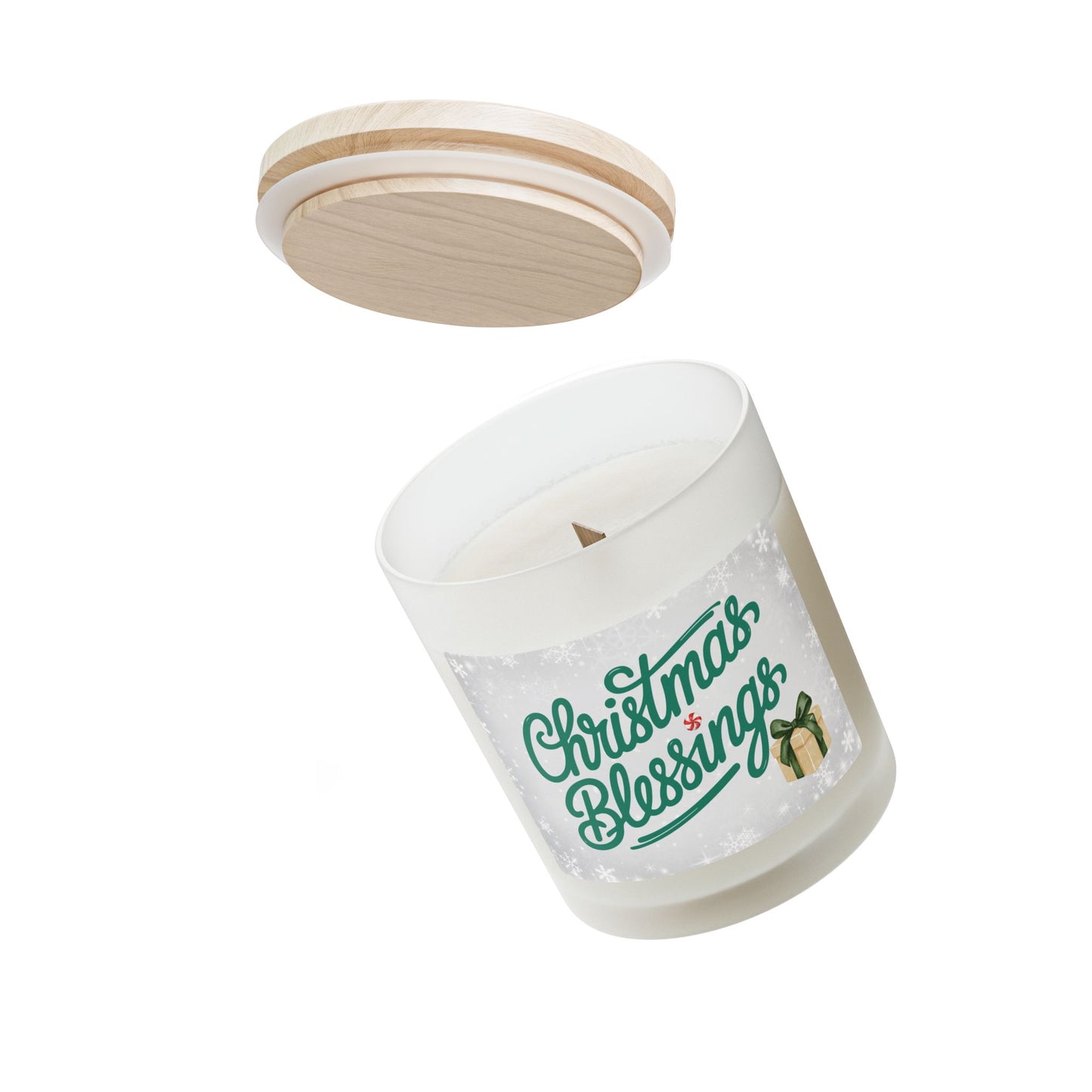 Christmas Blessings Frosted Glass Christmas Candle — 11oz, Brand63
