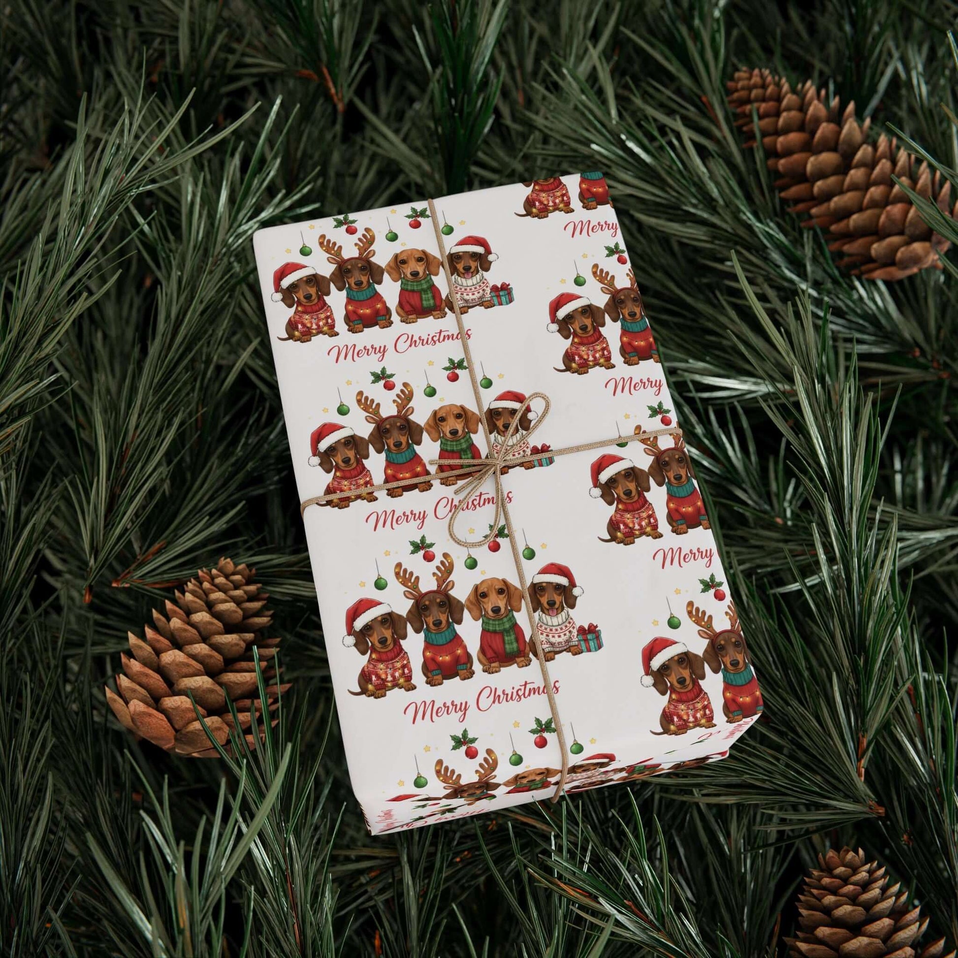 Christmas Dachshund Puppy Wrapping Paper, Brand63