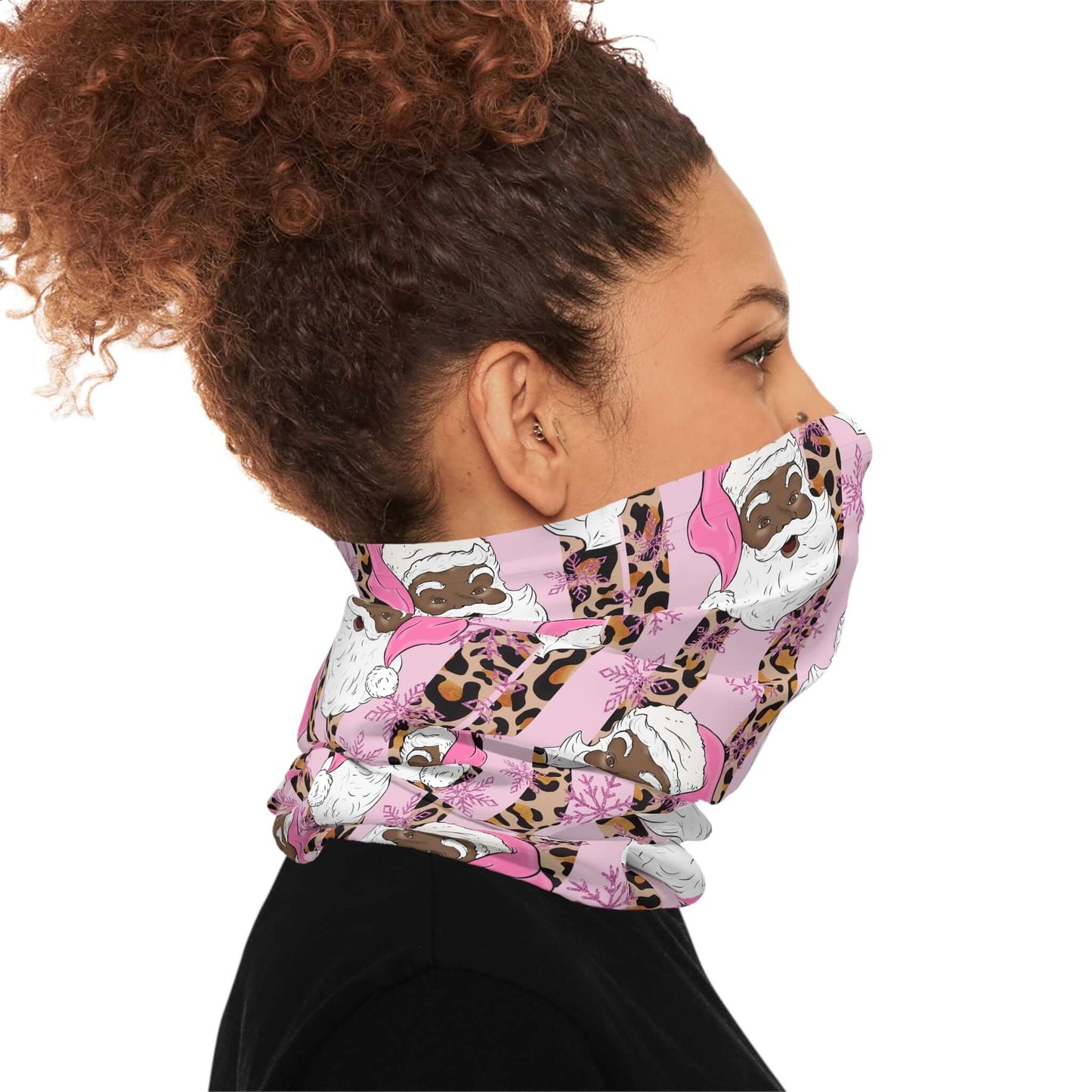 Christmas Lightweight Neck Gaiter, Black-Santa Christmas Face Mask - Pink, Brand63