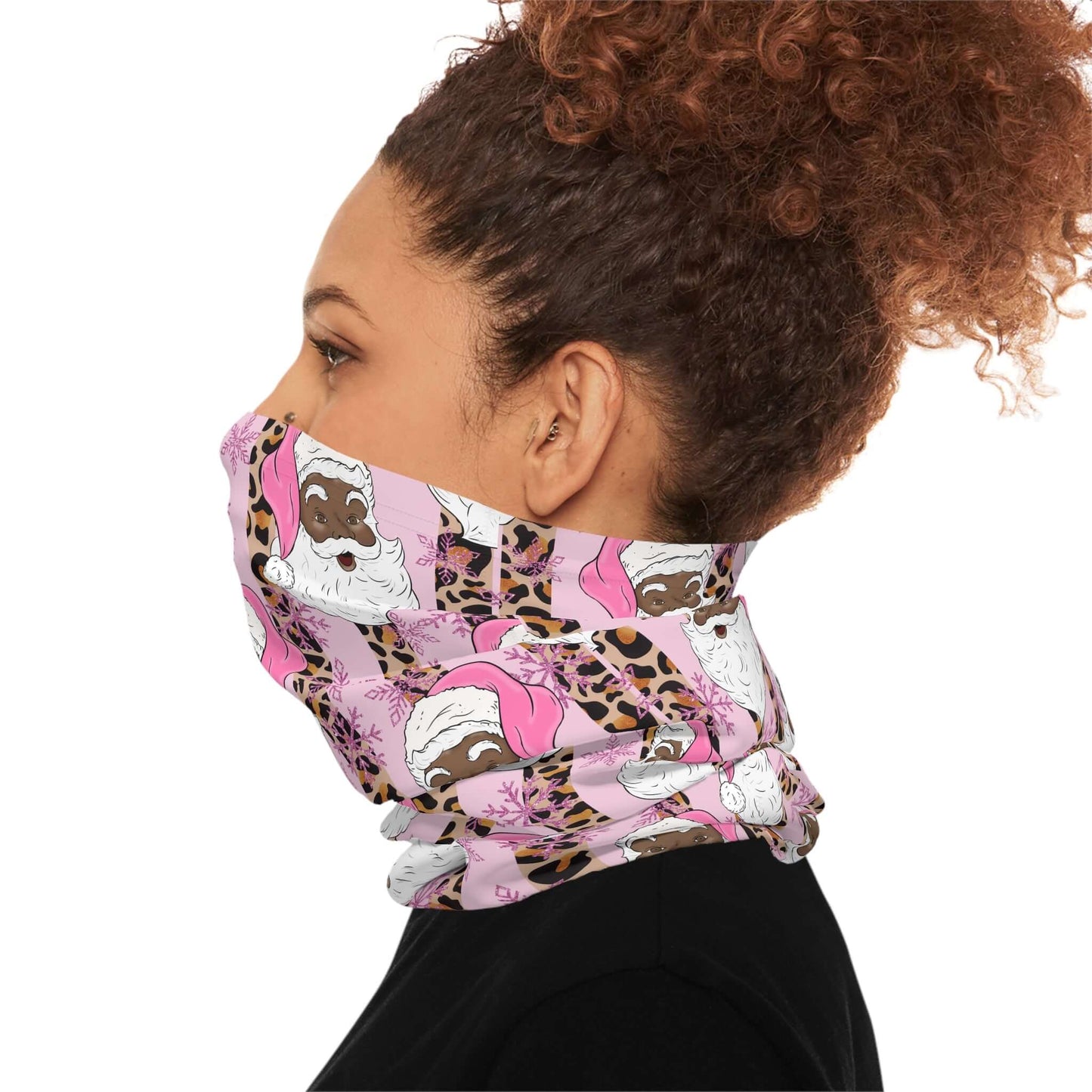 Christmas Lightweight Neck Gaiter, Black-Santa Christmas Face Mask - Pink, Brand63