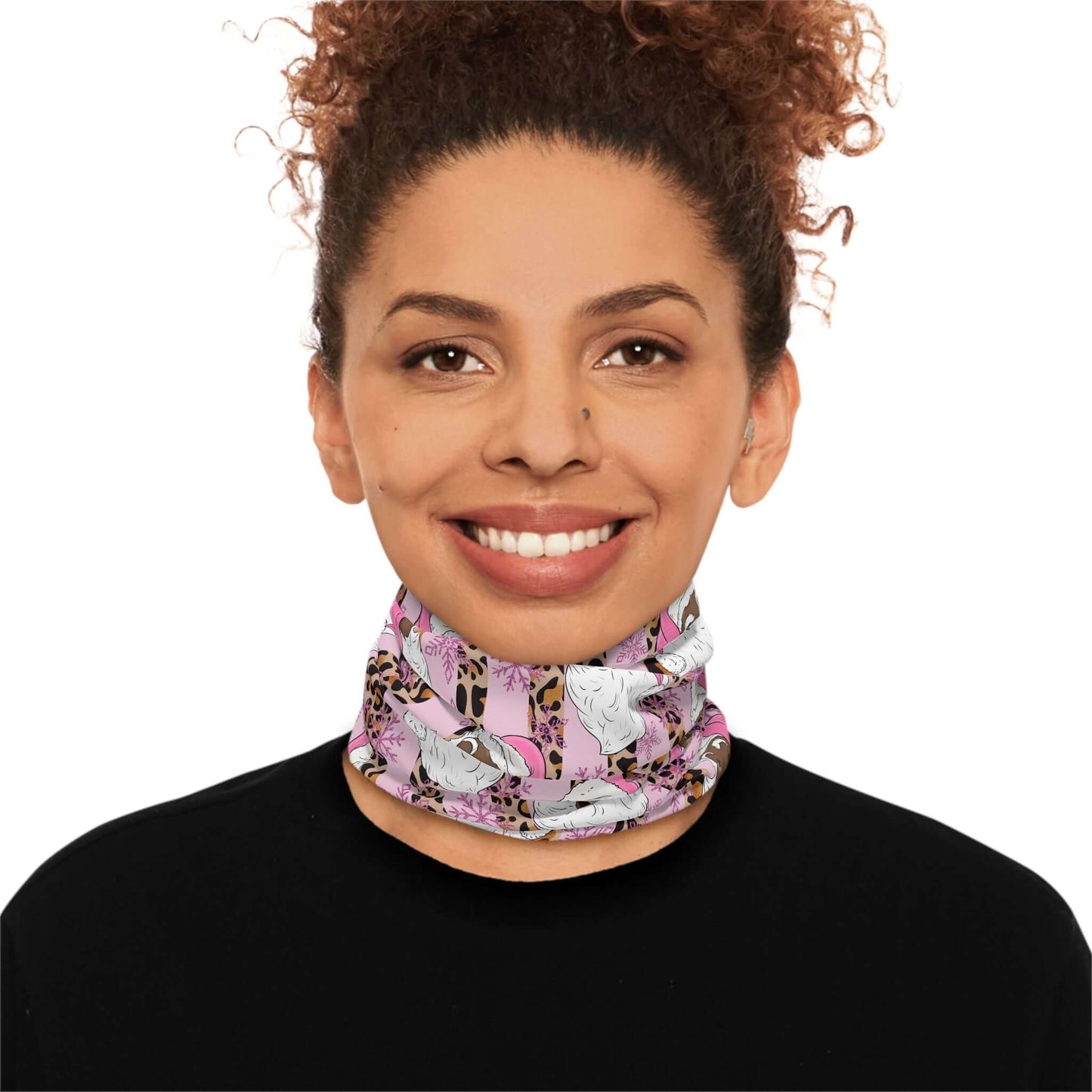 Christmas Lightweight Neck Gaiter, Black-Santa Christmas Face Mask - Pink, Brand63