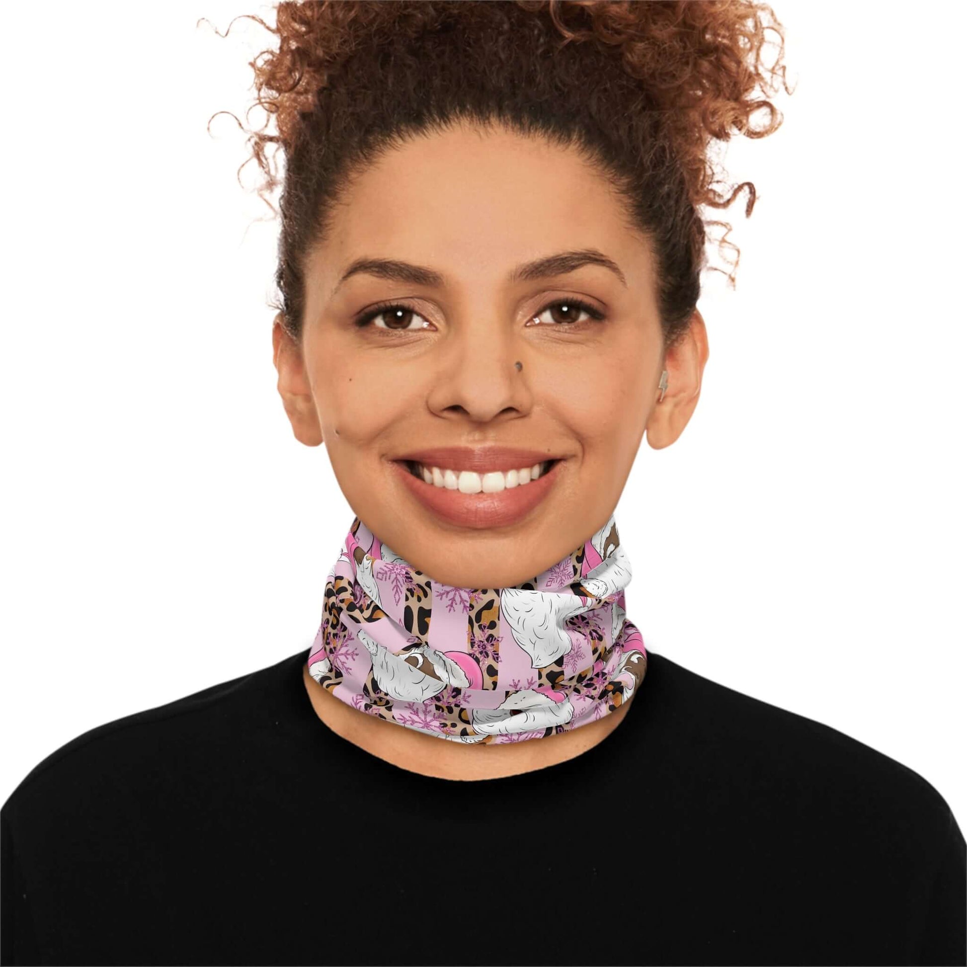 Christmas Lightweight Neck Gaiter, Black-Santa Christmas Face Mask - Pink, Brand63